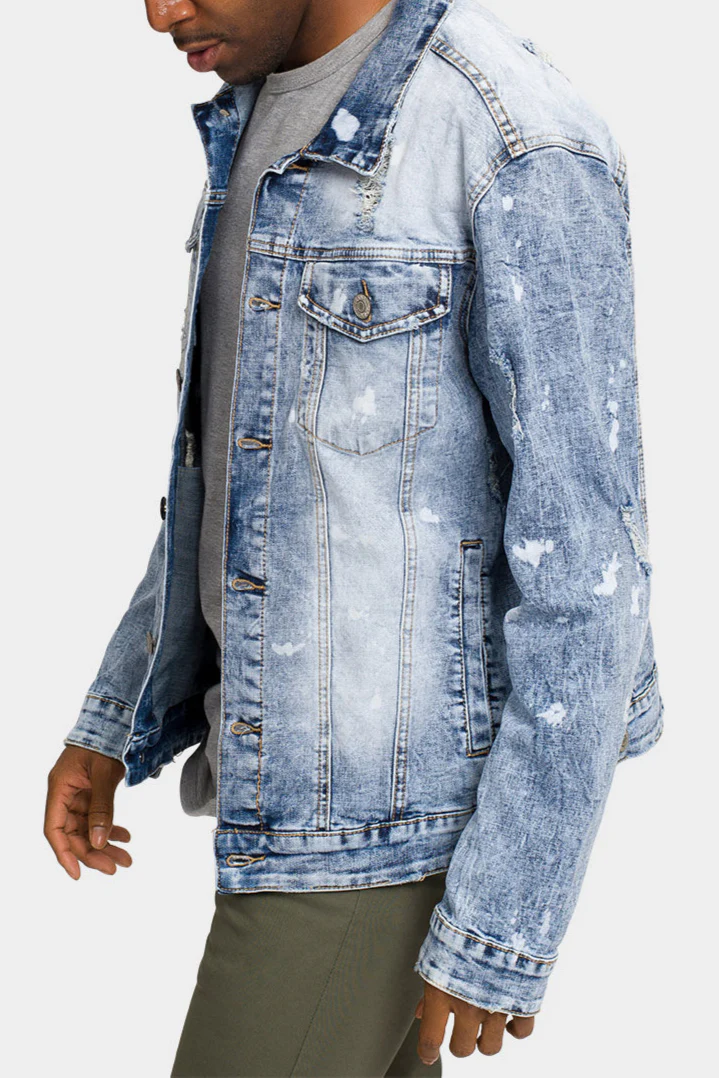 Acid Bleached Distressed Denim Jacket - Image 2