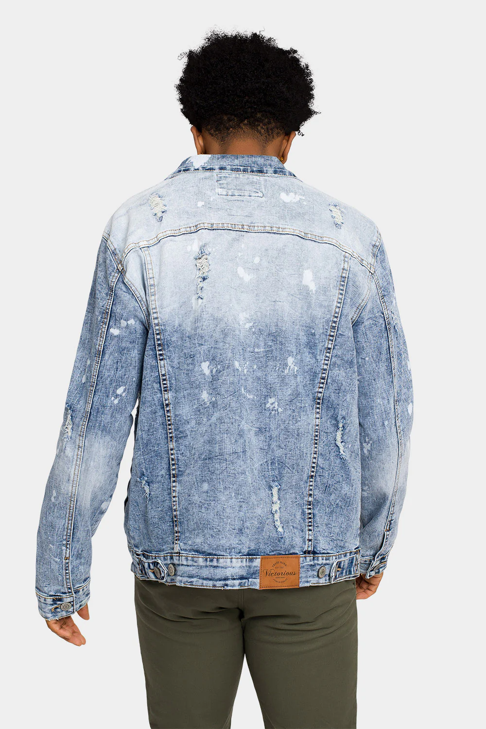 Acid Bleached Distressed Denim Jacket - Image 3