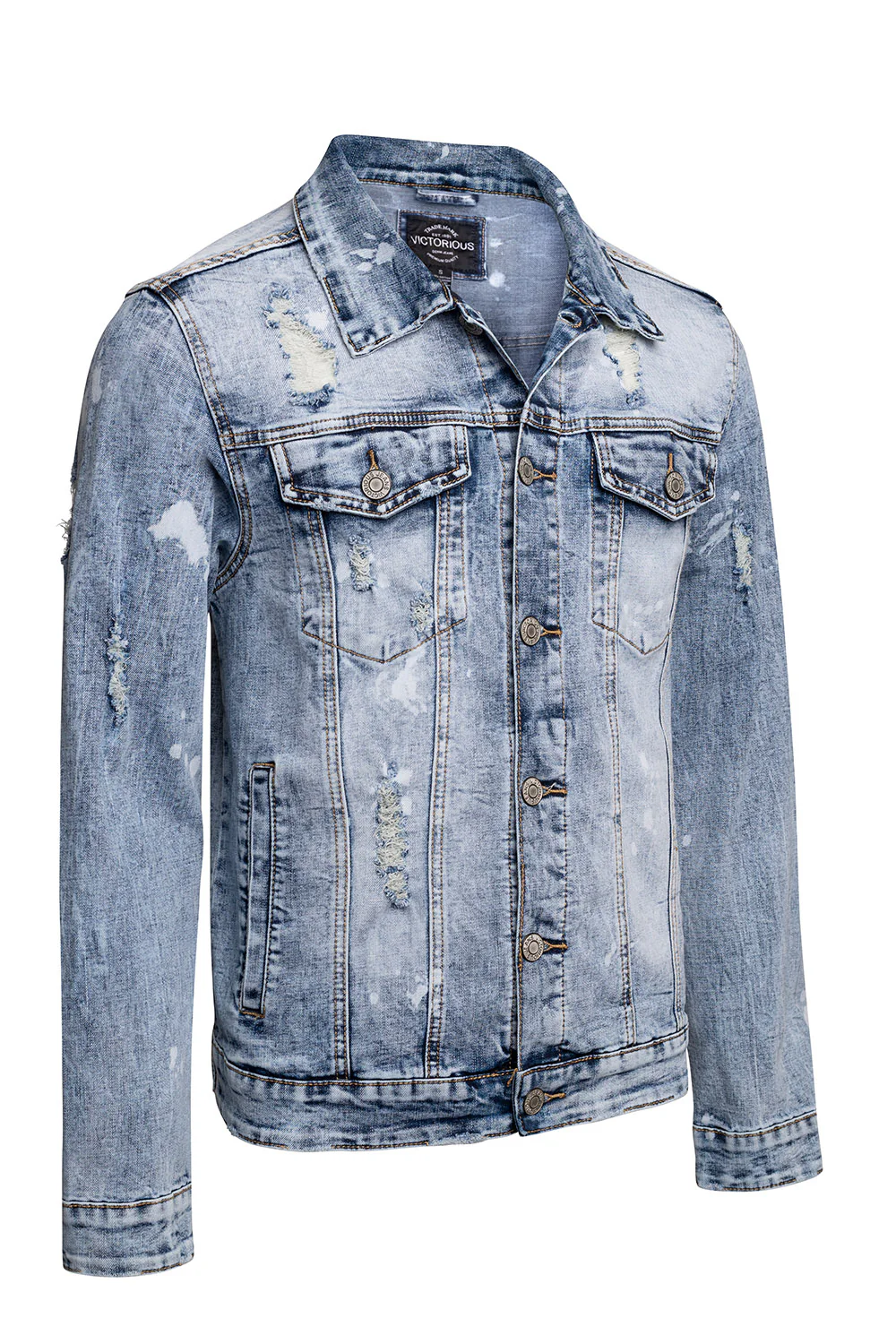 Acid Bleached Distressed Denim Jacket - Image 8