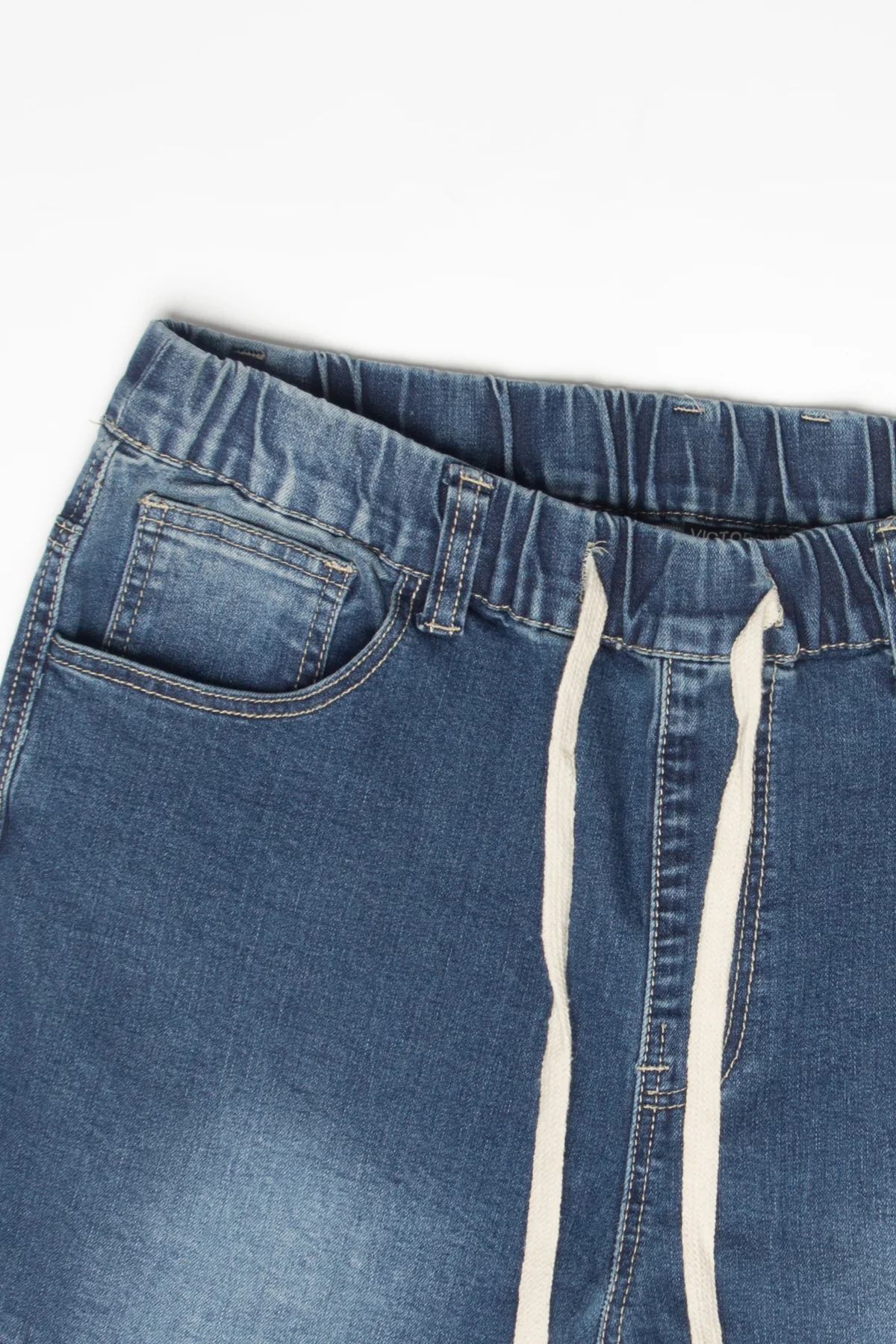 Acid Wash Biker Denim Jogger Pants - Image 12