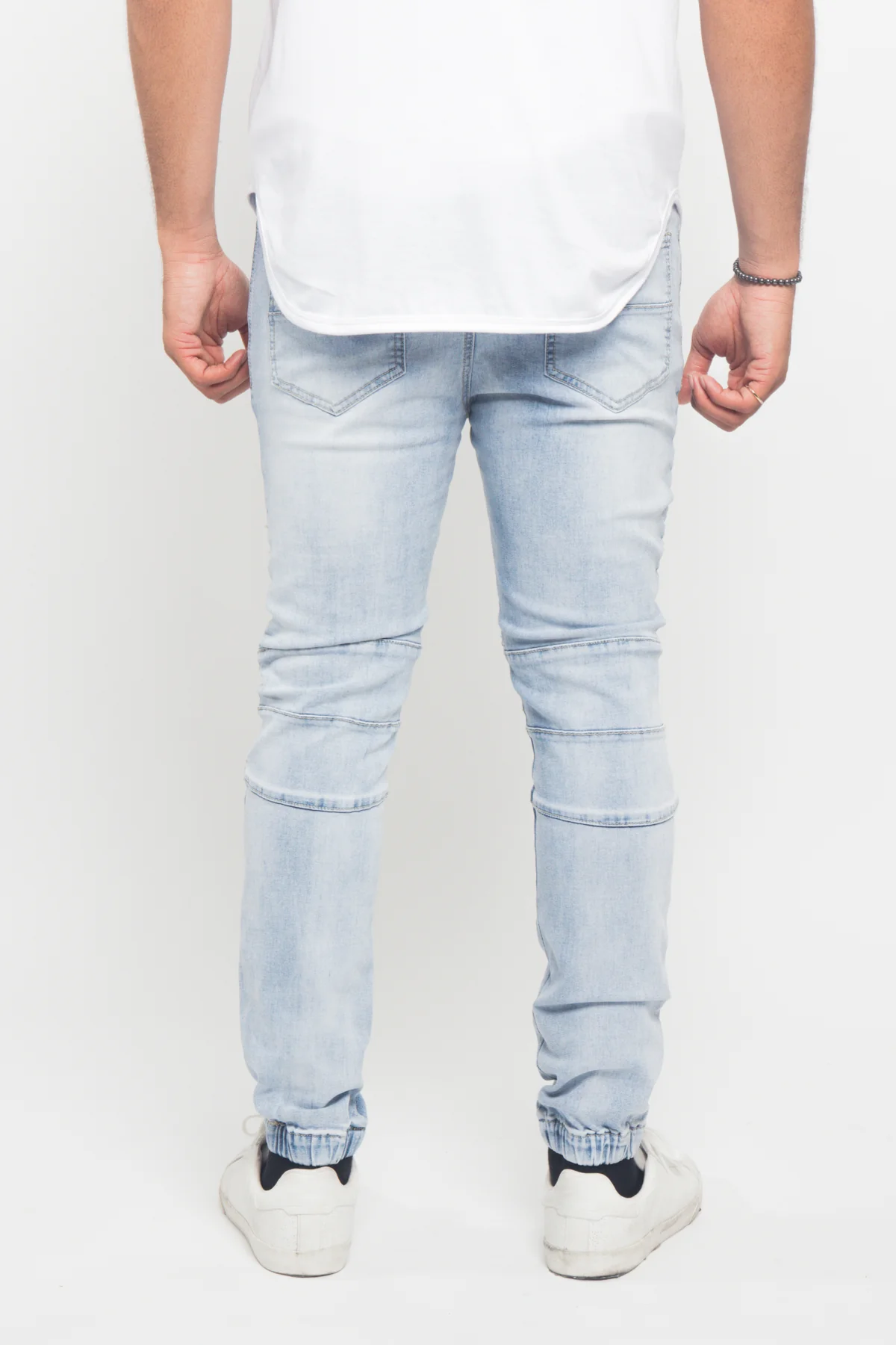 Acid Wash Biker Denim Jogger Pants - Image 15