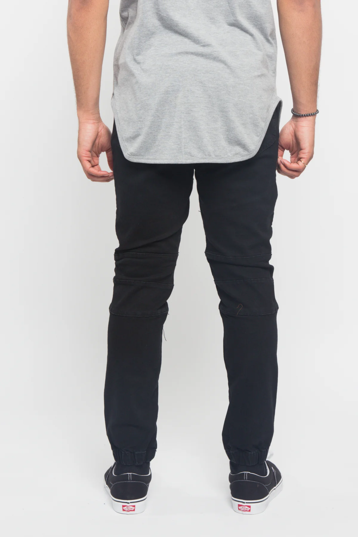 Acid Wash Biker Denim Jogger Pants - Image 3