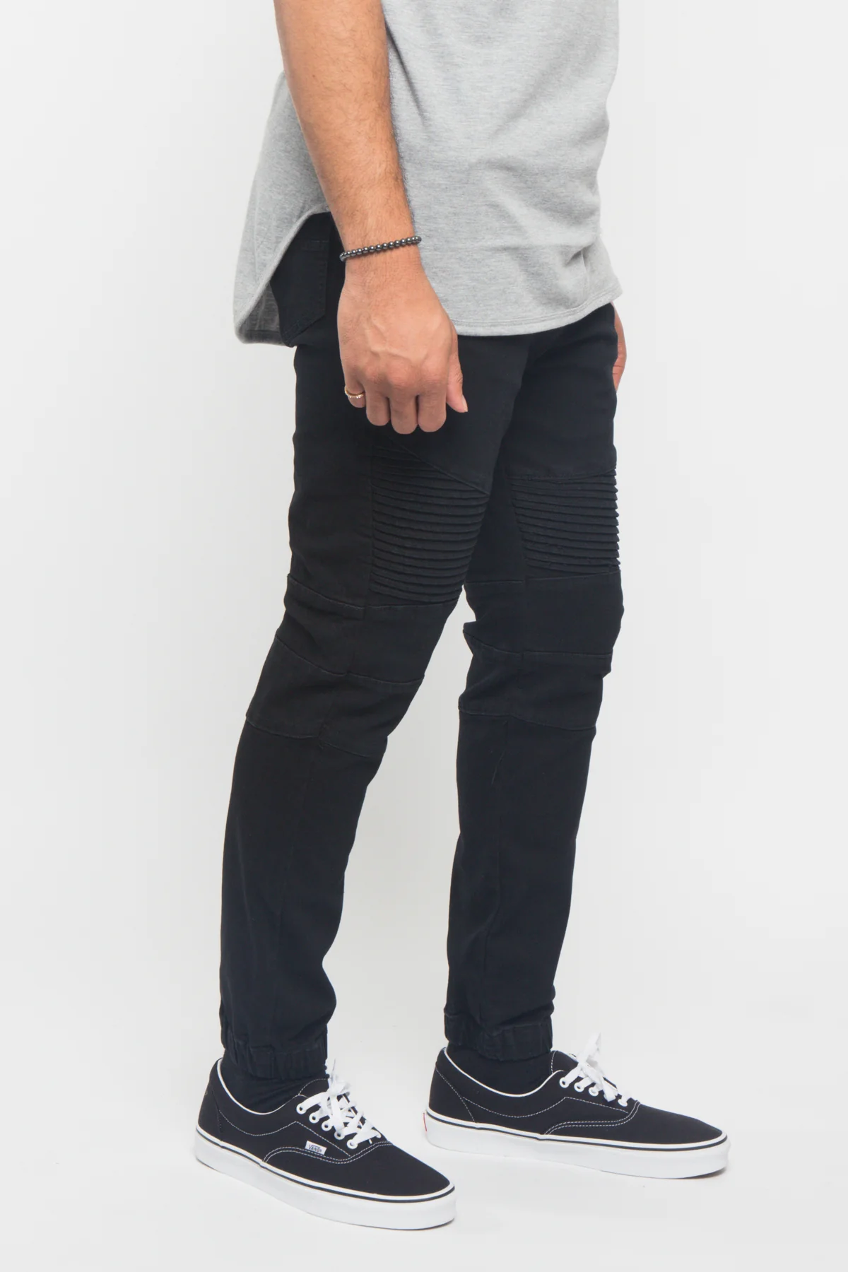 Acid Wash Biker Denim Jogger Pants - Image 4