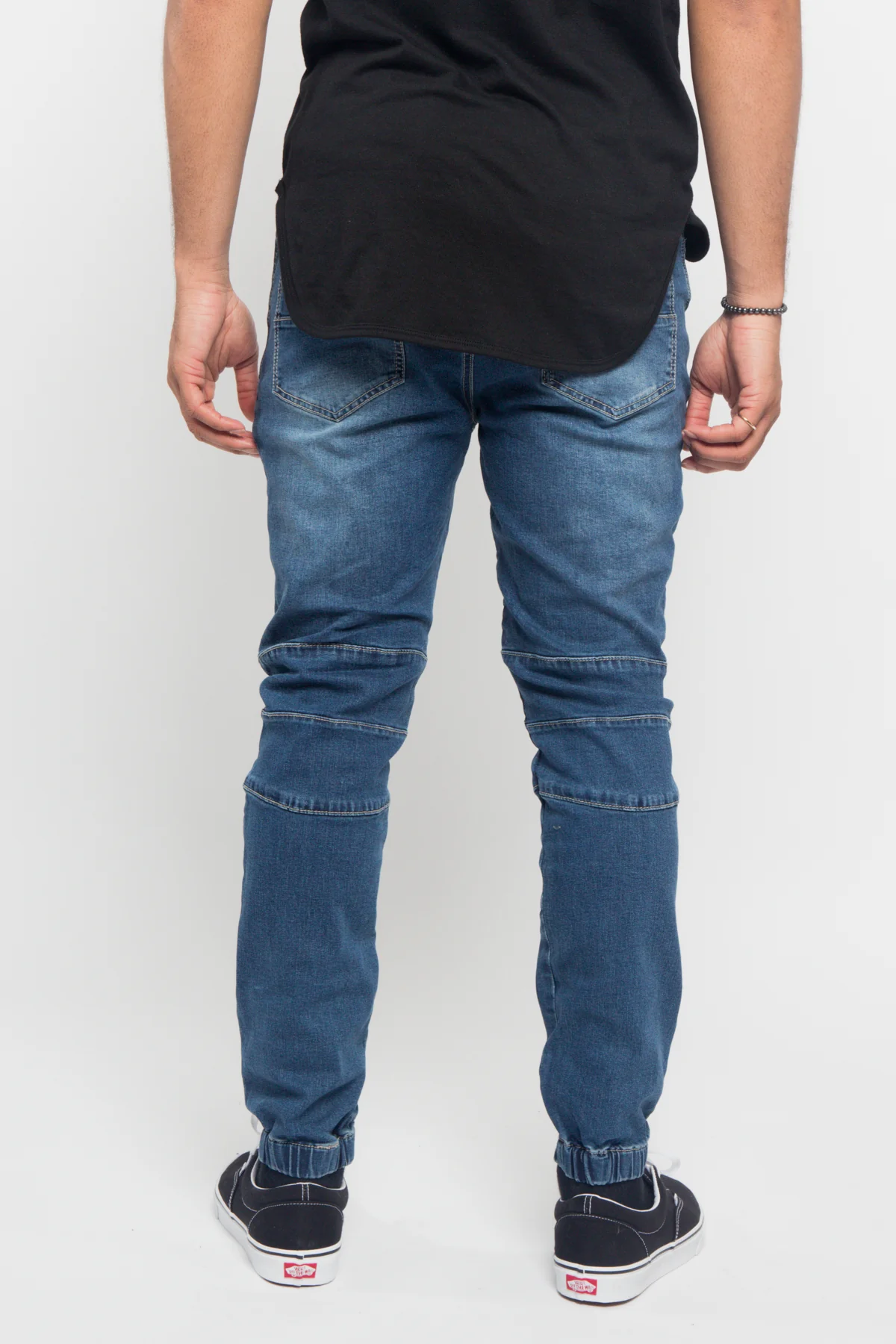 Acid Wash Biker Denim Jogger Pants - Image 9