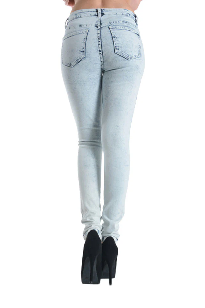 Acid Wash Destroyed Skinny Fit Jeans - Image 7