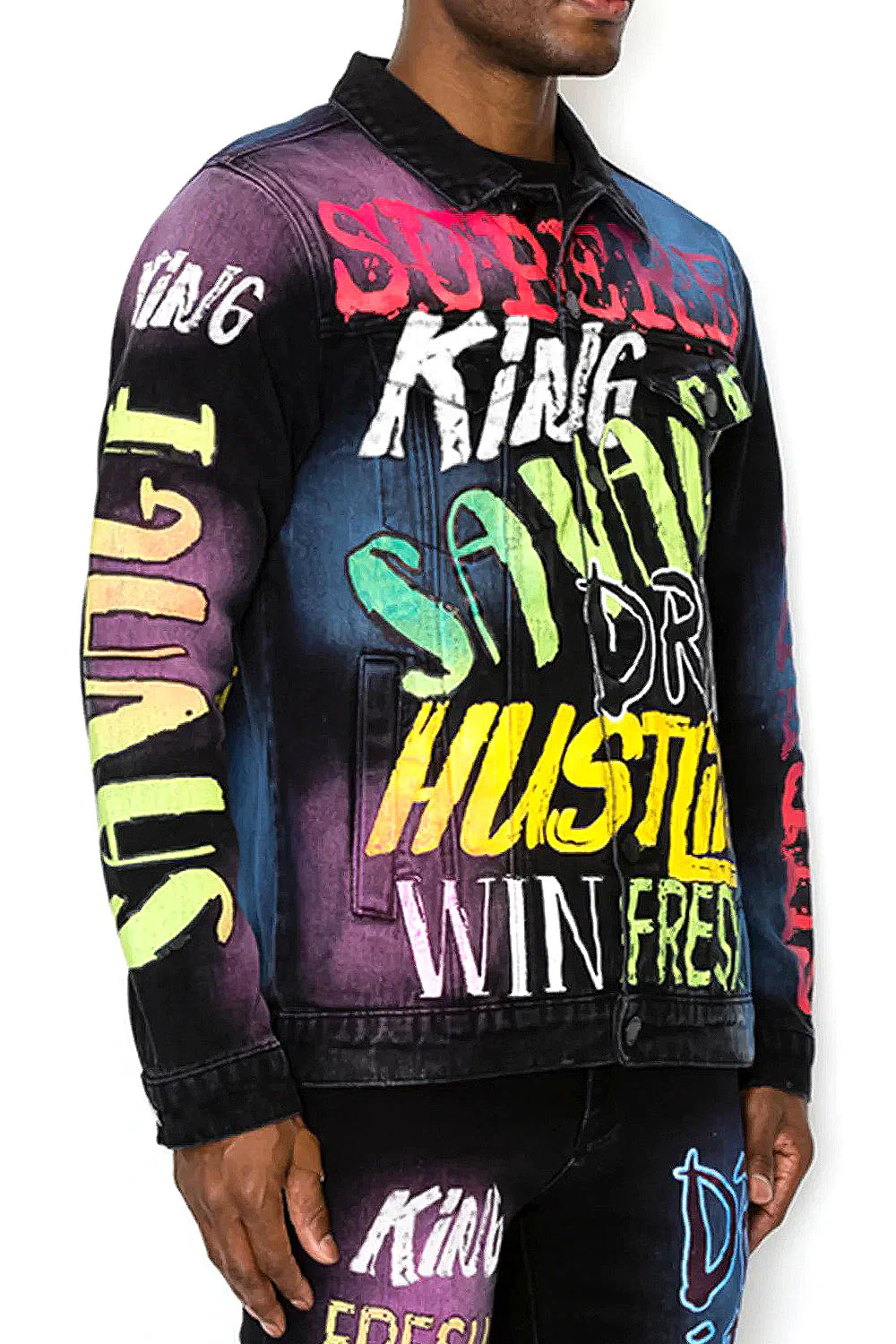 Air Brushed Graffiti Denim Jacket - Image 2