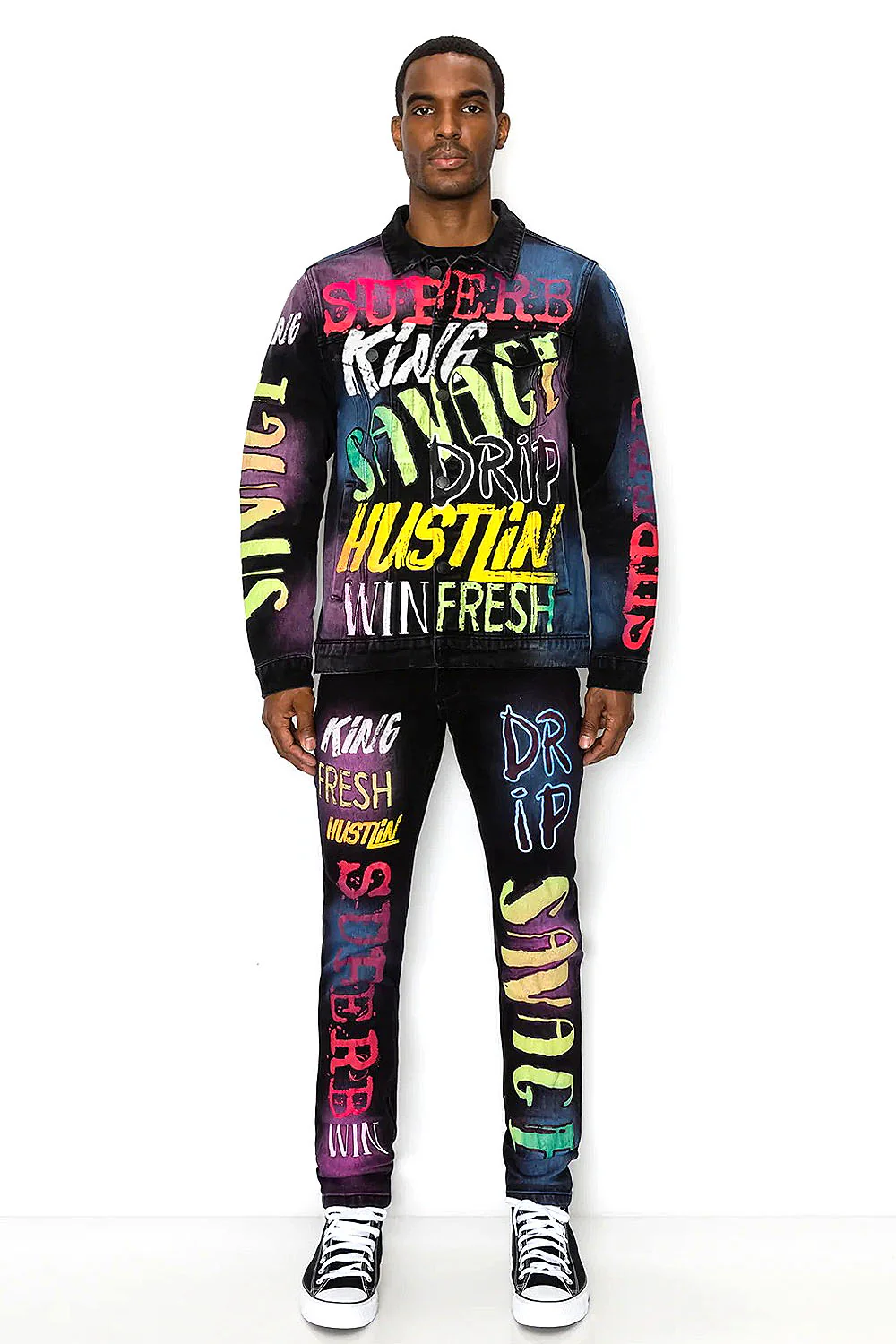 Air Brushed Graffiti Denim Jacket - Image 4