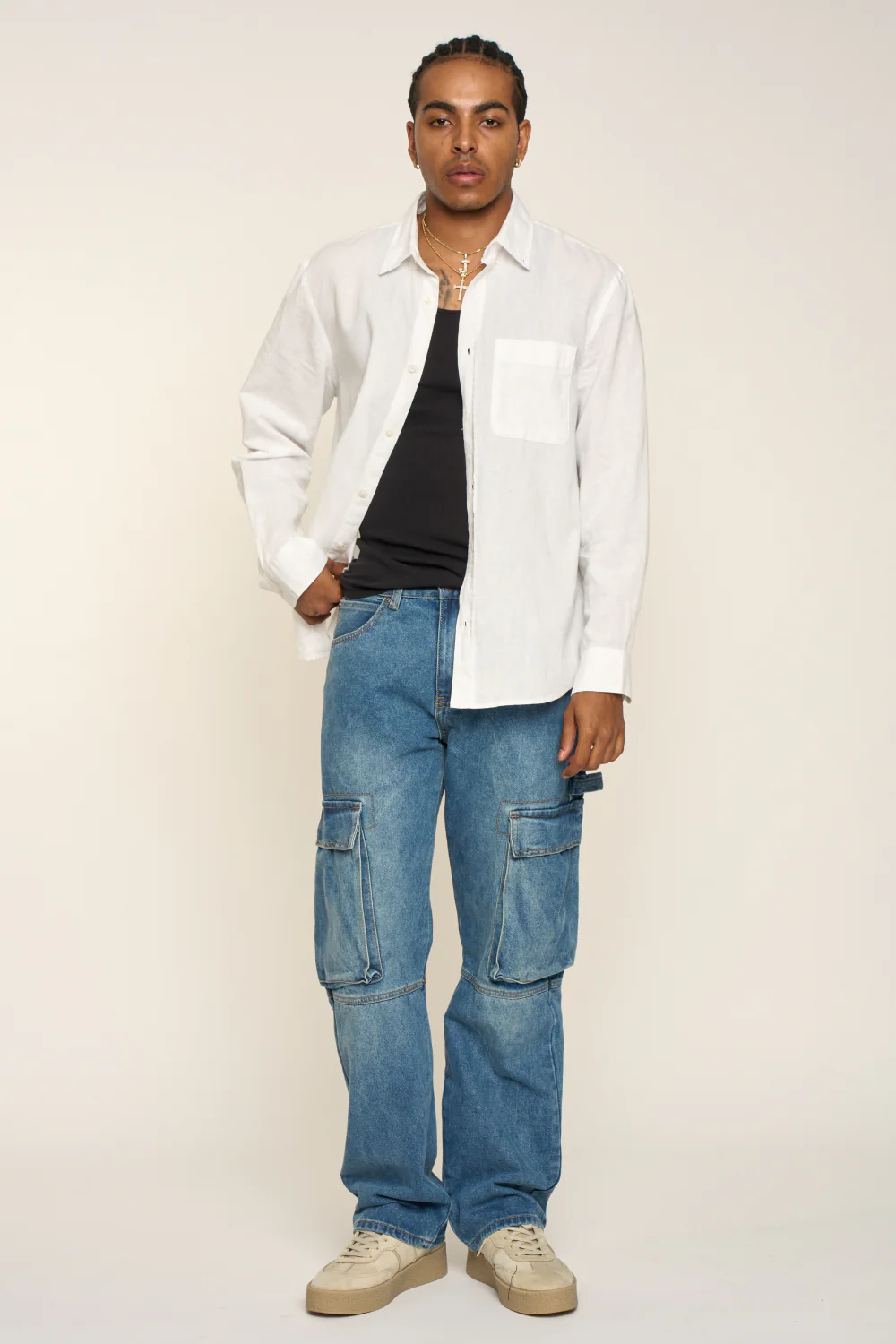 Baggy Fit Cargo Denim Jeans - Image 10