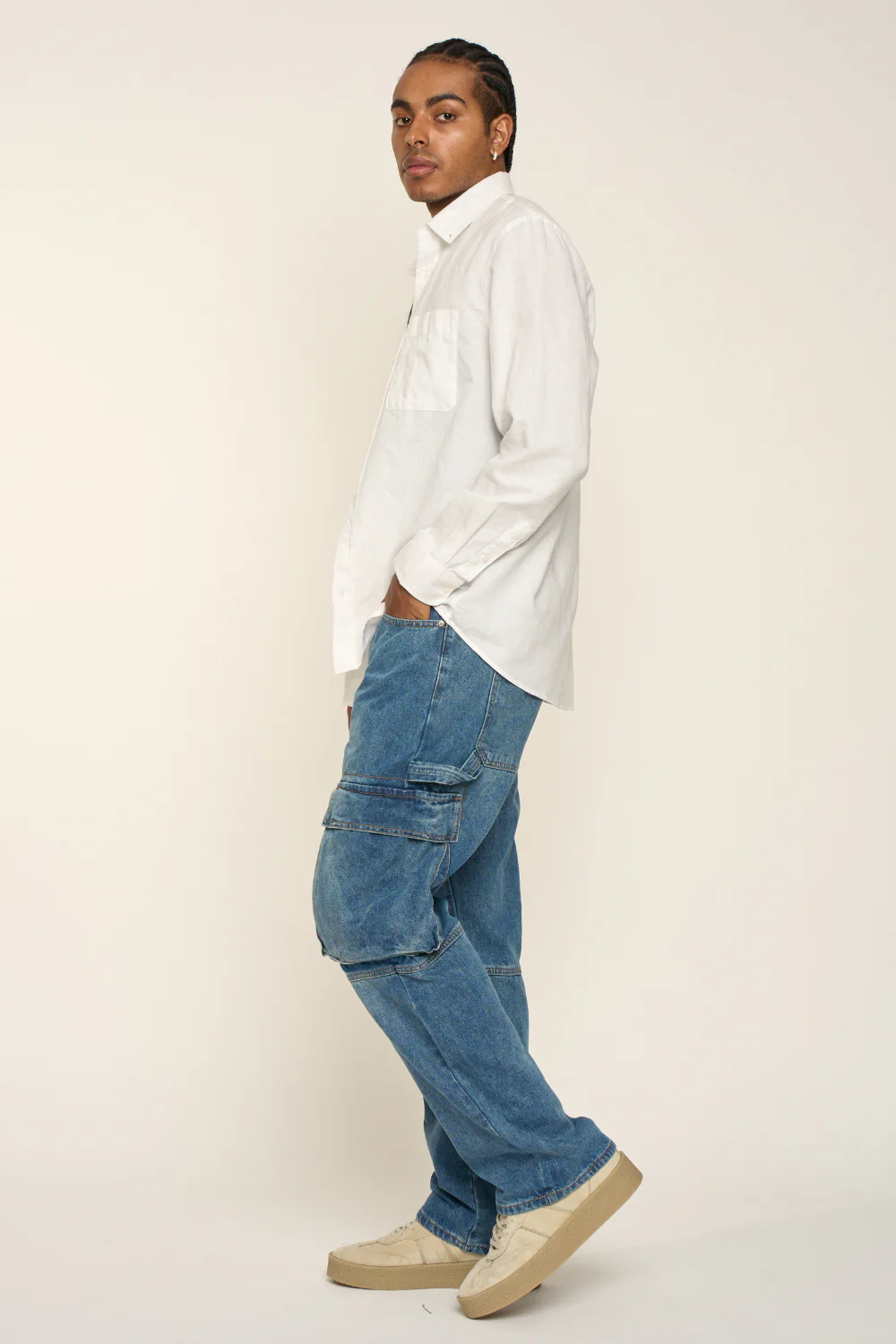 Baggy Fit Cargo Denim Jeans - Image 11