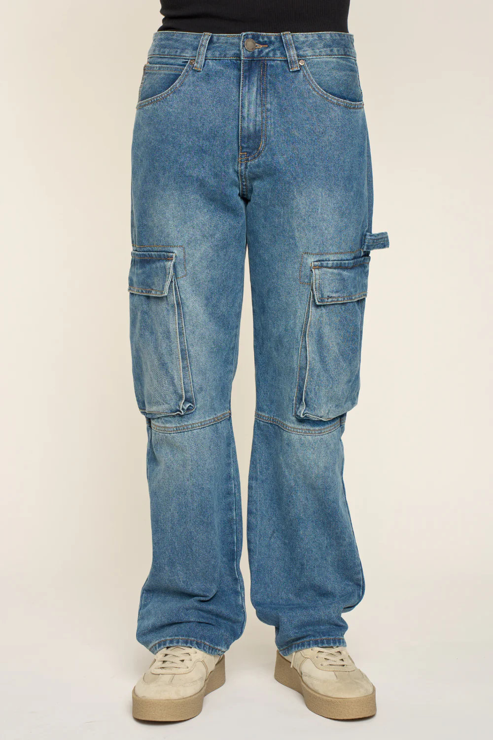 Baggy Fit Cargo Denim Jeans - Image 12