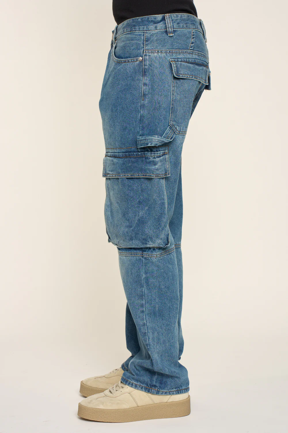 Baggy Fit Cargo Denim Jeans - Image 13