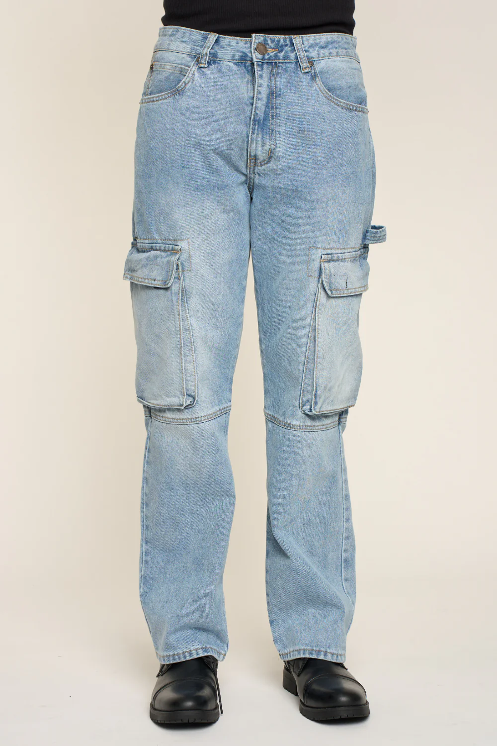 Baggy Fit Cargo Denim Jeans - Image 4