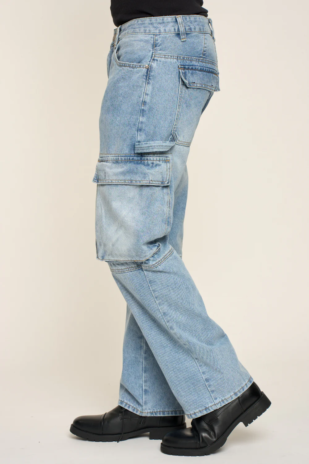 Baggy Fit Cargo Denim Jeans - Image 5