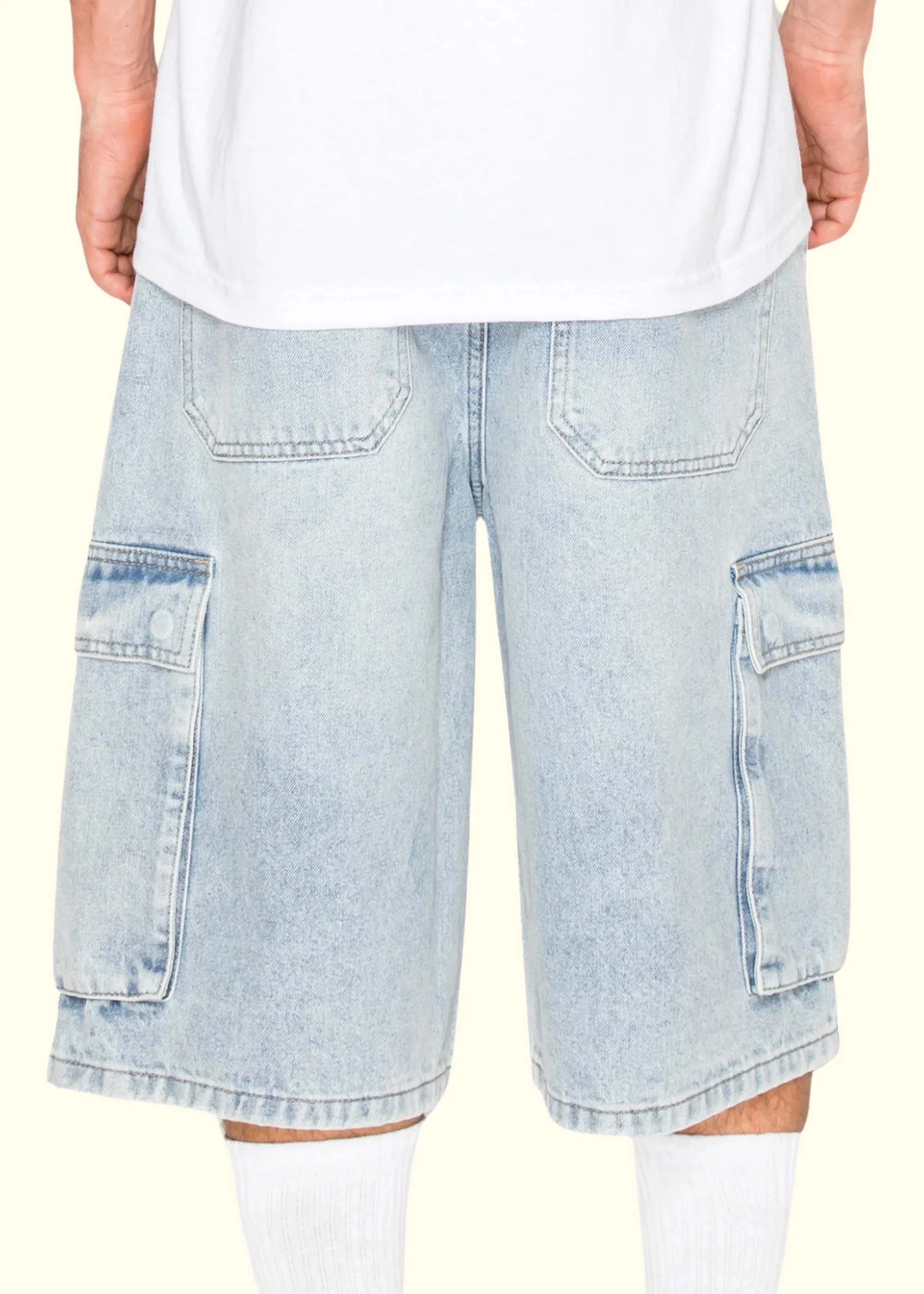 Baggy Fit Cargo Denim Shorts - Image 11