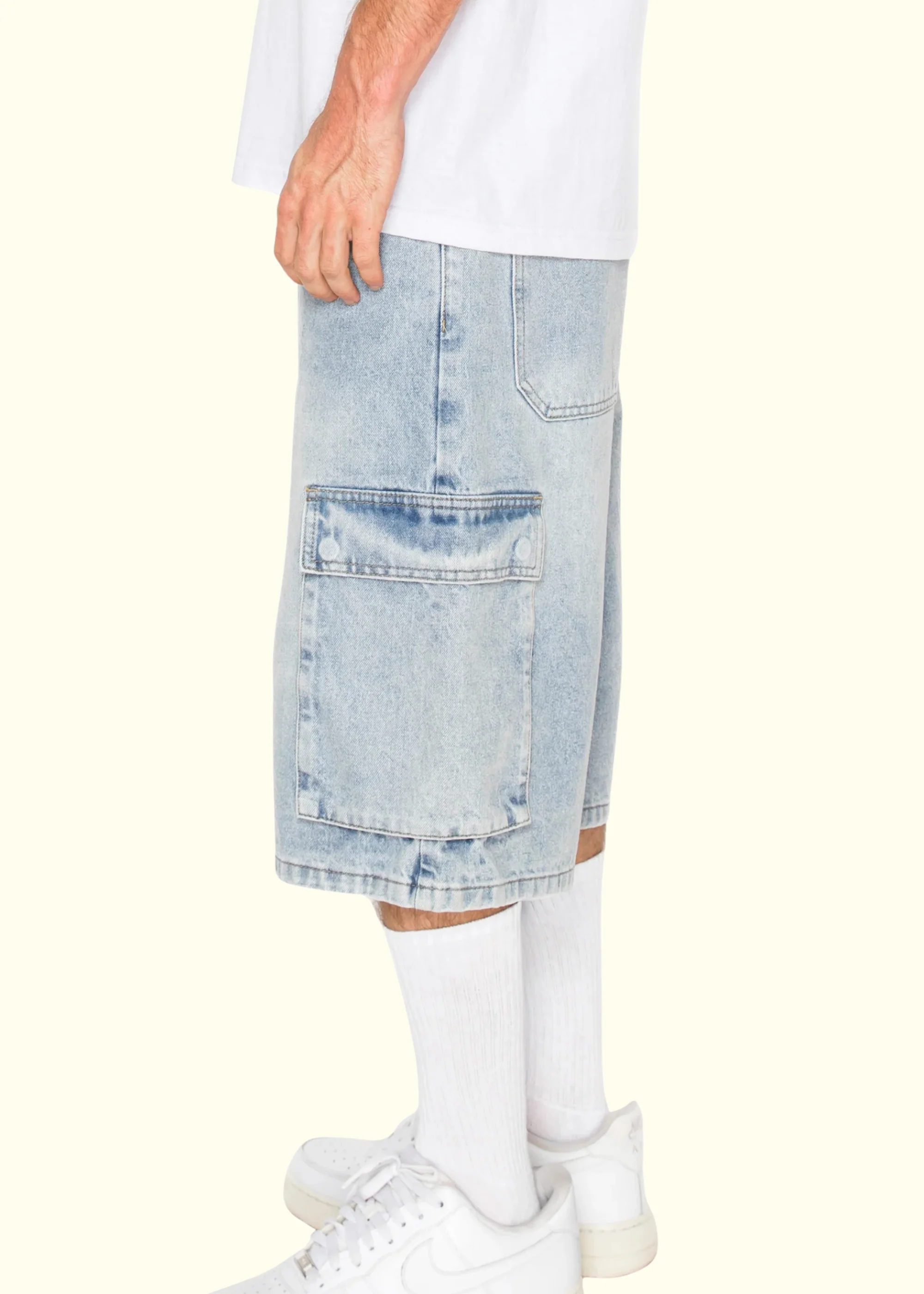 Baggy Fit Cargo Denim Shorts - Image 12