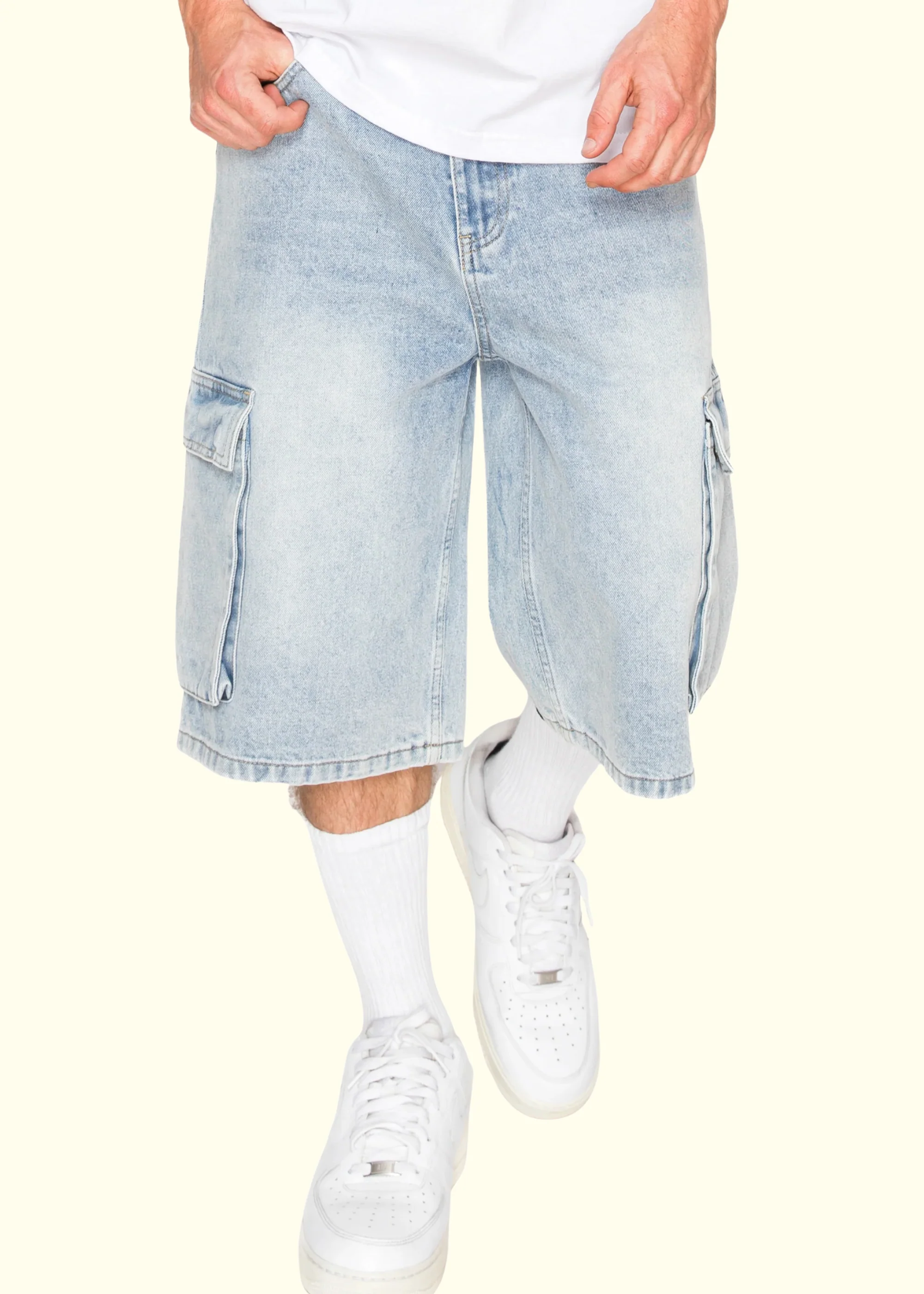 Baggy Fit Cargo Denim Shorts - Image 13
