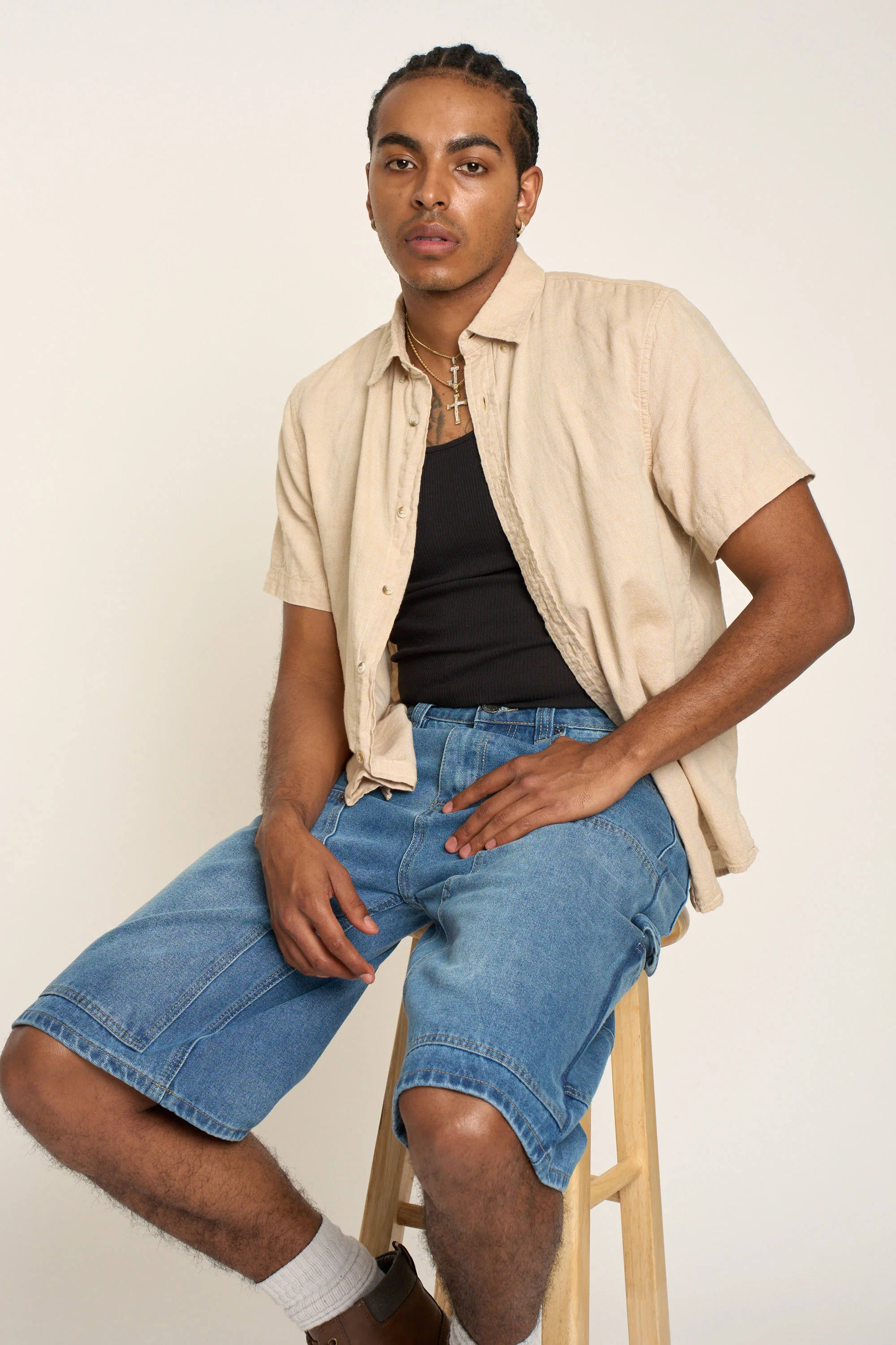 Baggy Fit Carpenter Denim Shorts - Image 3