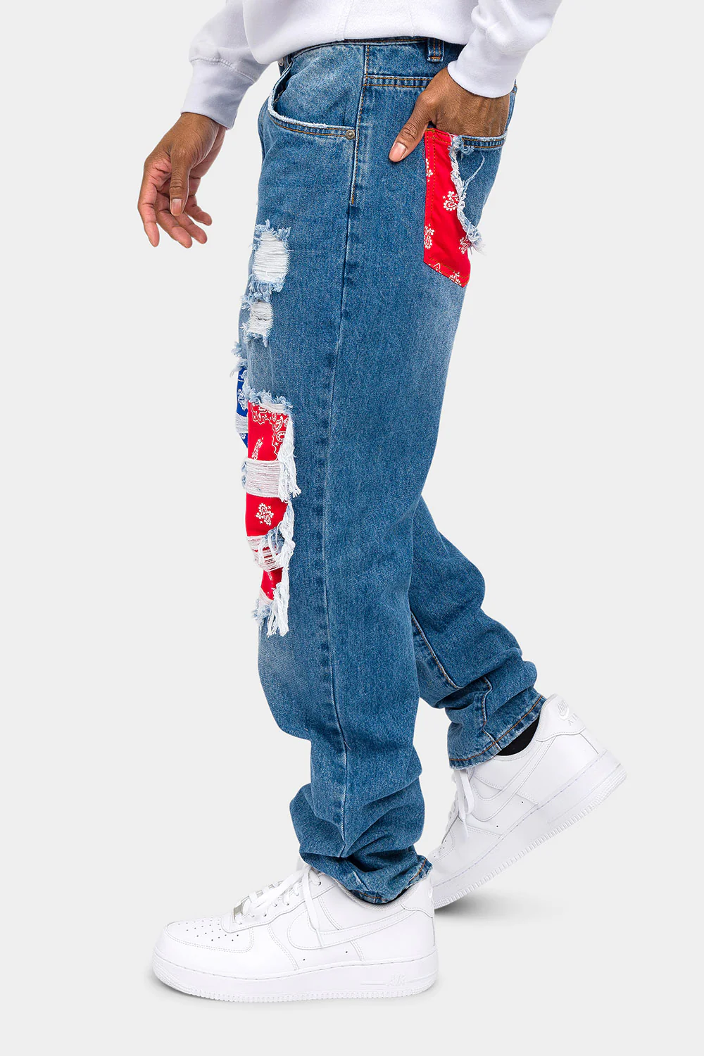 Bandana Distressed Blowout Loose Fit Denim Jeans - Image 2