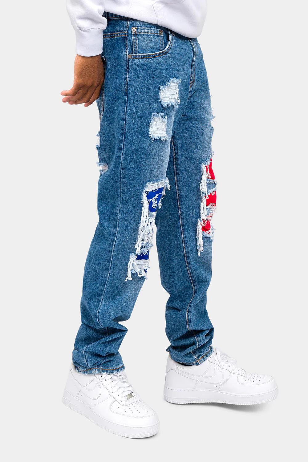 Bandana Distressed Blowout Loose Fit Denim Jeans - Image 4
