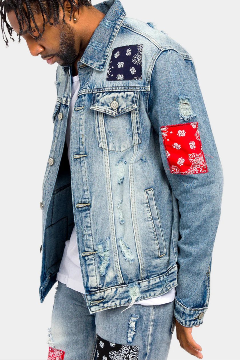 Bandana Paisley Patch Denim Jacket - Image 2