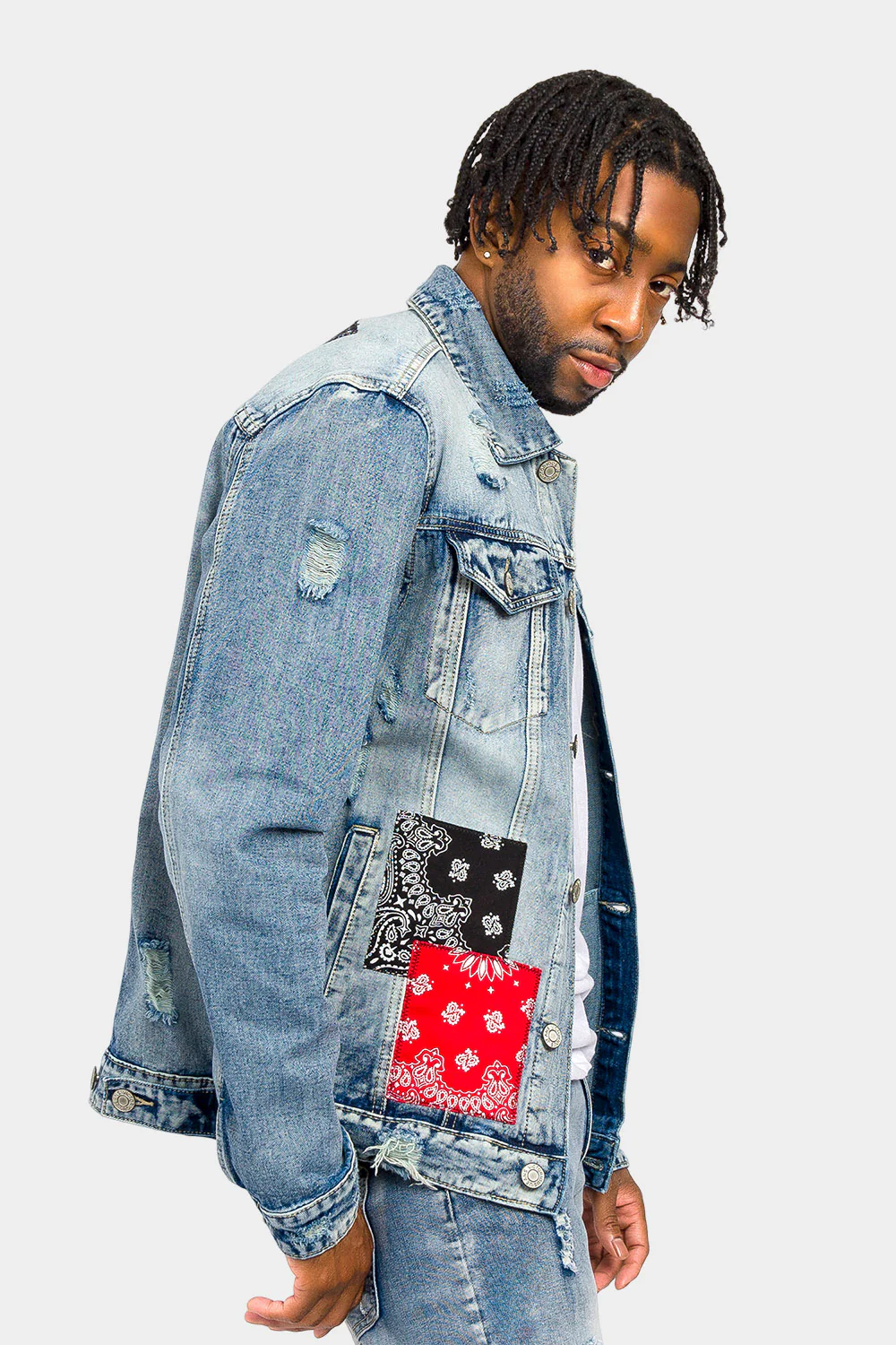 Bandana Paisley Patch Denim Jacket - Image 4