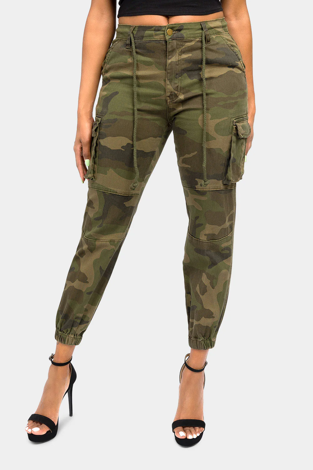 Women's Essential Basic Cropped Colored Cargo Joggers - Image 36
