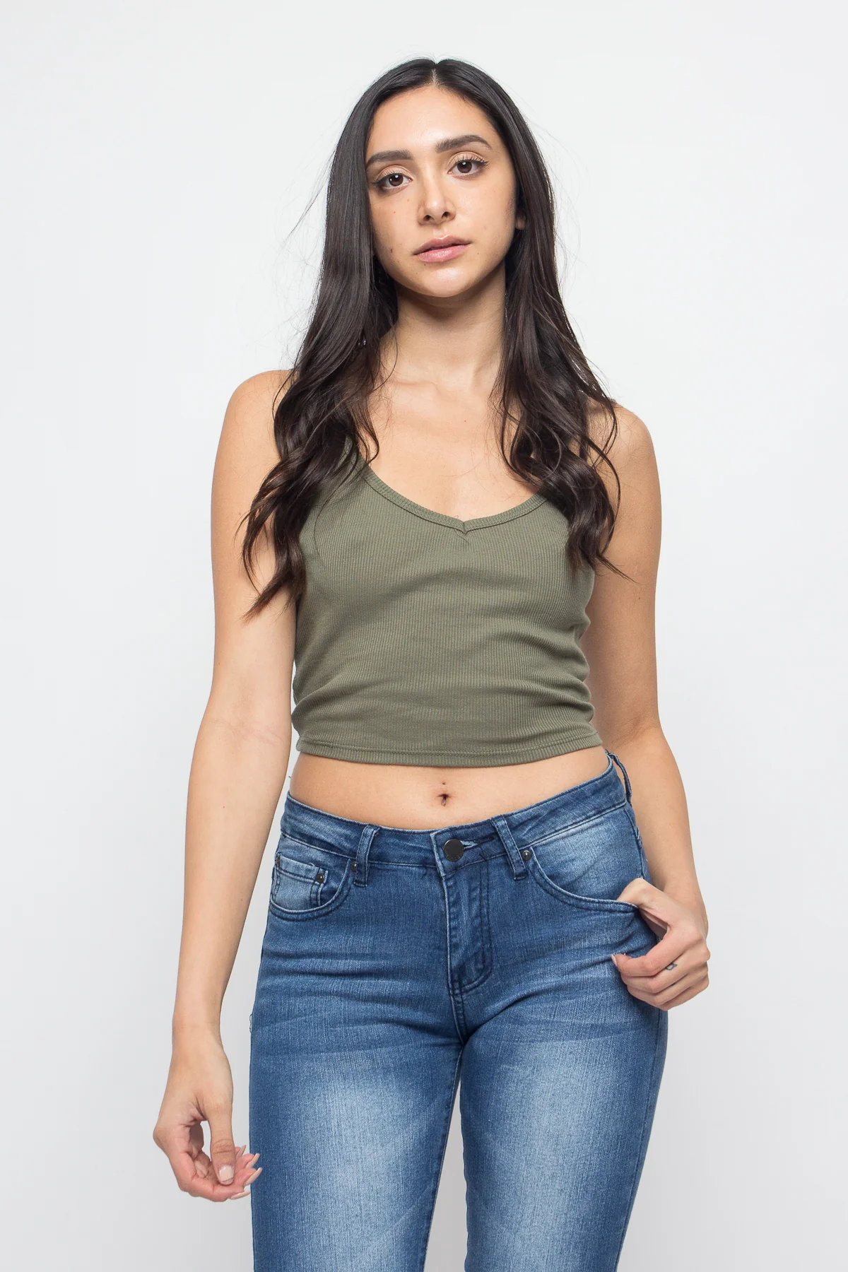 Basic Cropped V-Neck Cami Top - Image 5
