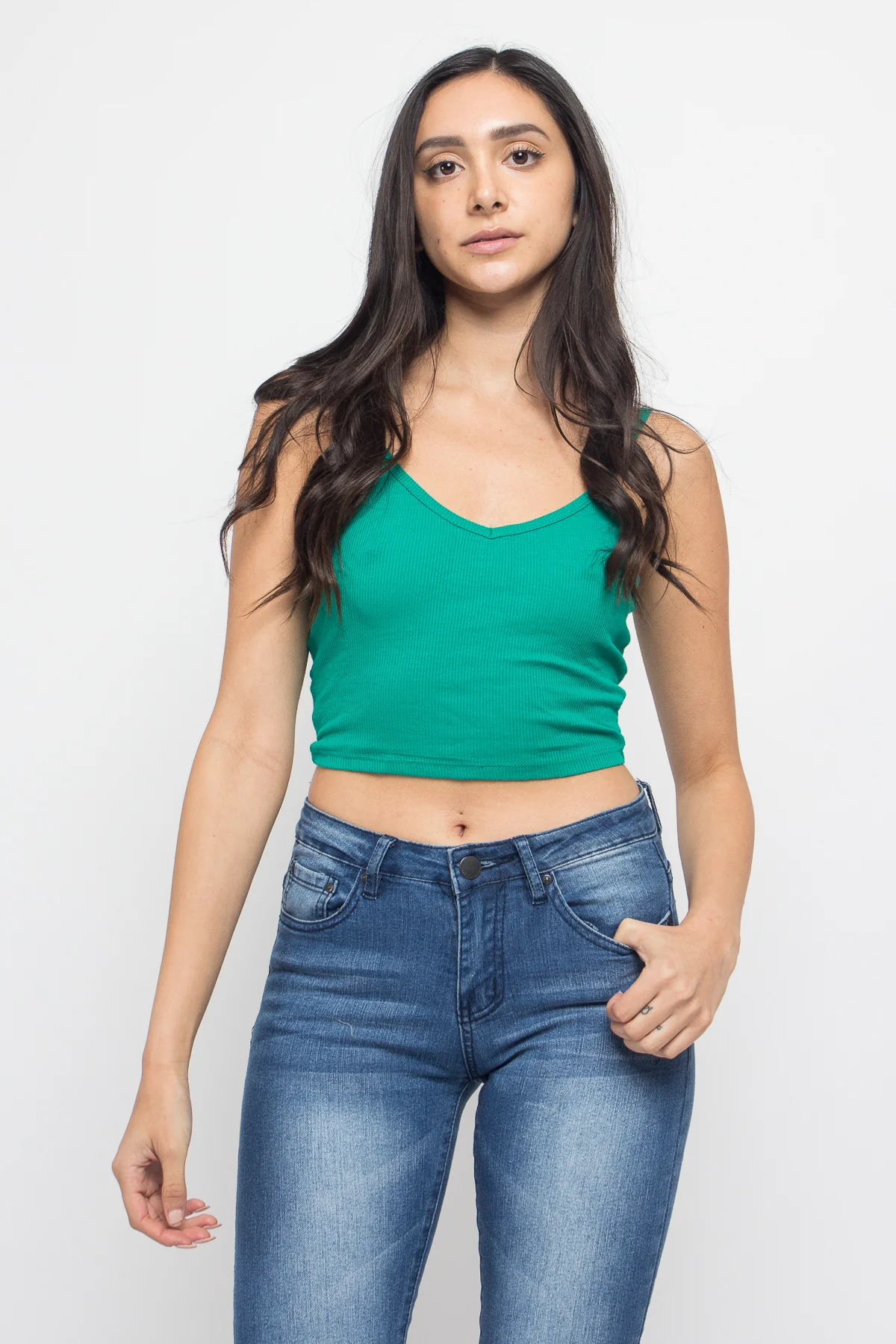 Basic Cropped V-Neck Cami Top - Image 9