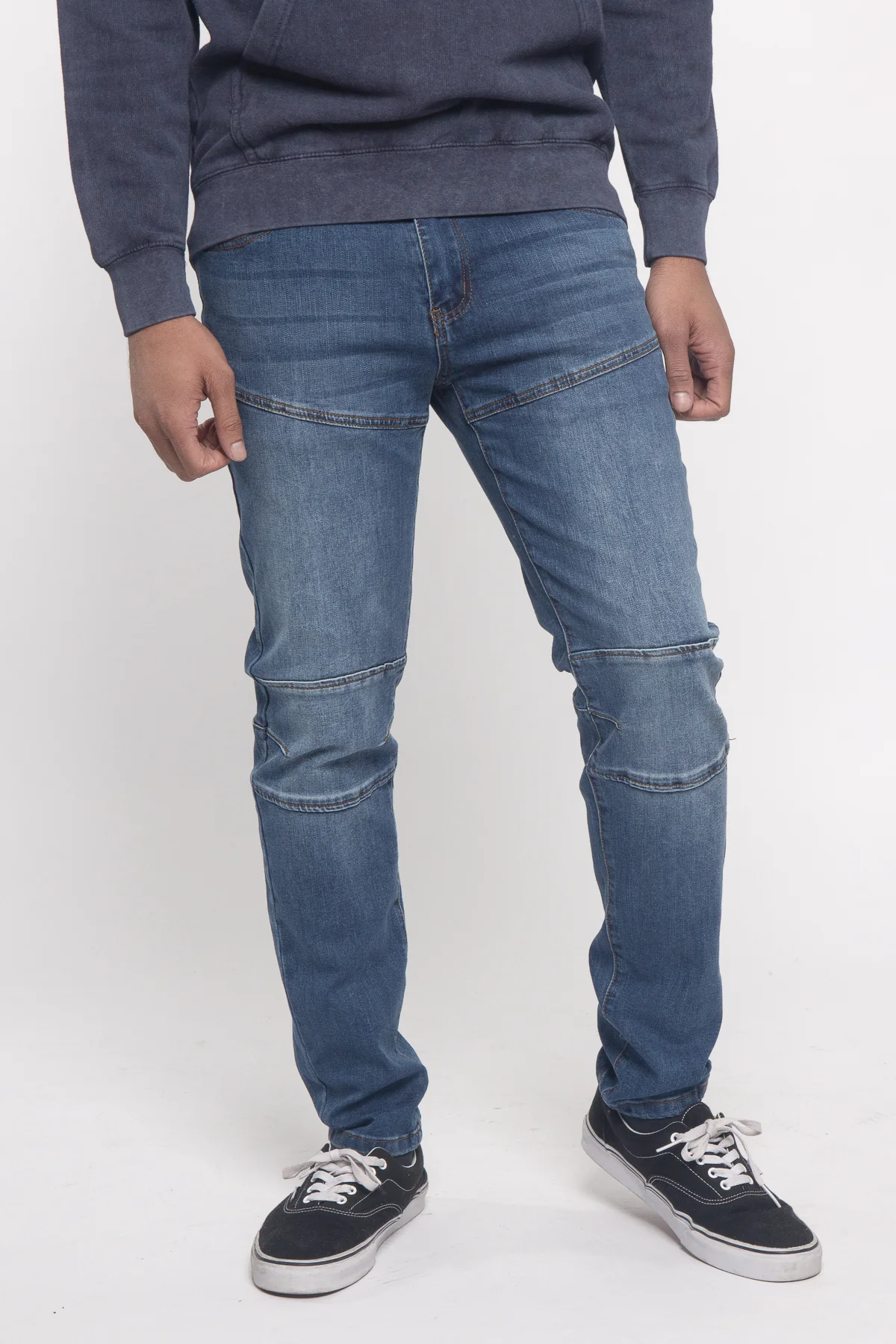 Basic Moto Biker Denim Jeans - Image 2