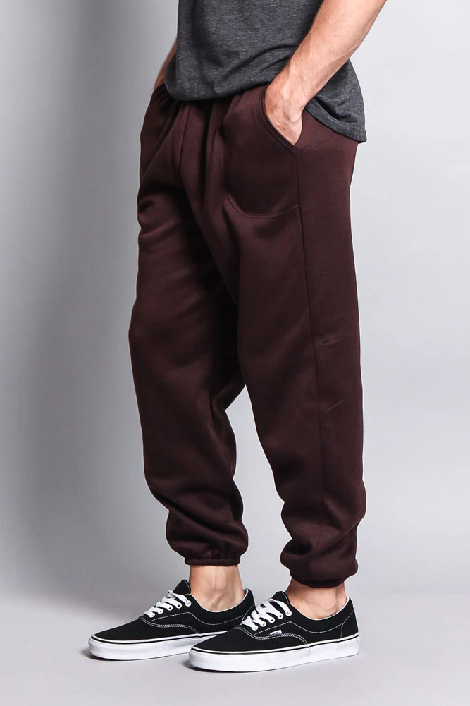 Basic Solid Color Fleece Sweatpants - Image 14