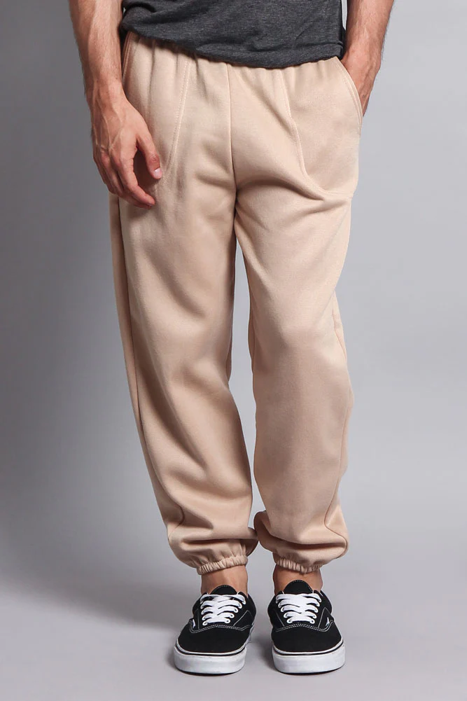Basic Solid Color Fleece Sweatpants - Image 3