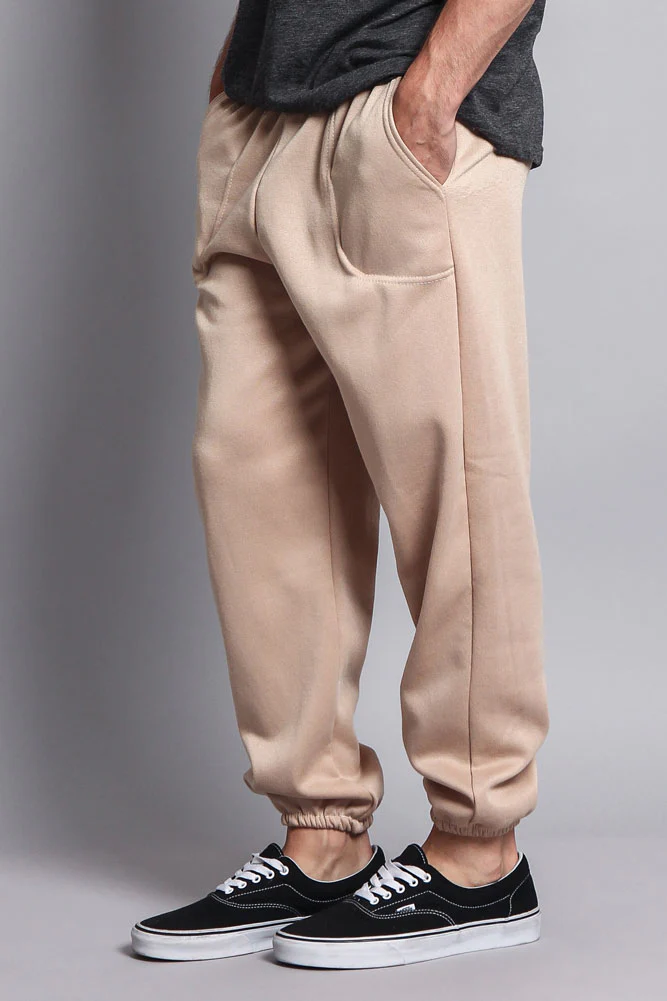 Basic Solid Color Fleece Sweatpants - Image 4