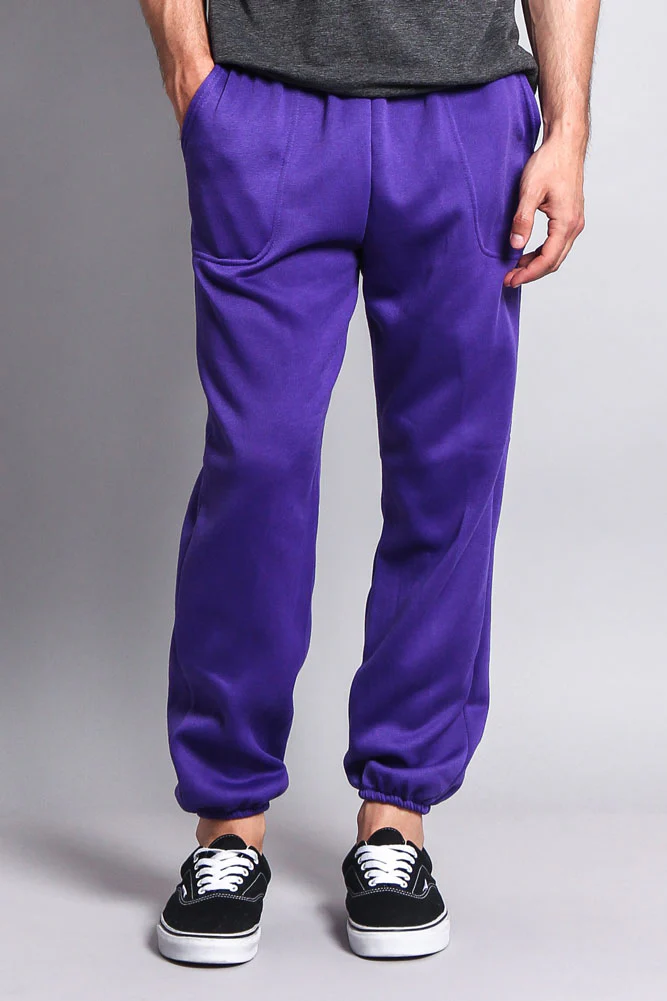 Basic Solid Color Fleece Sweatpants - Image 56