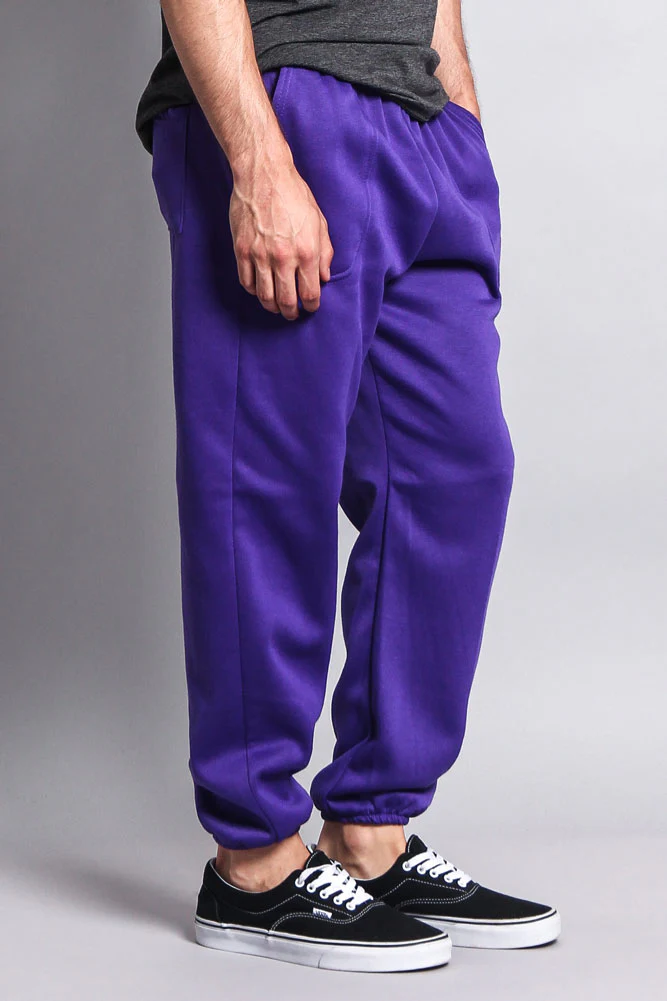 Basic Solid Color Fleece Sweatpants - Image 59