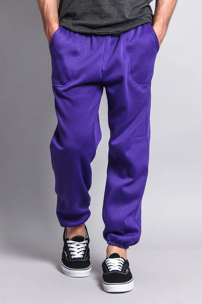 Basic Solid Color Fleece Sweatpants - Image 60