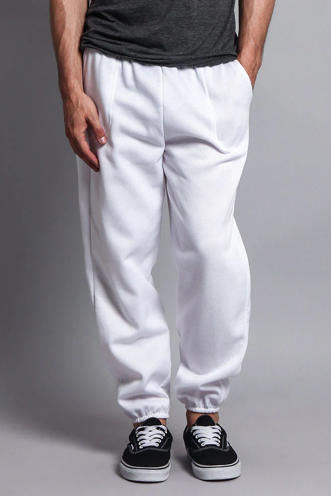 Basic Solid Color Fleece Sweatpants - Image 66
