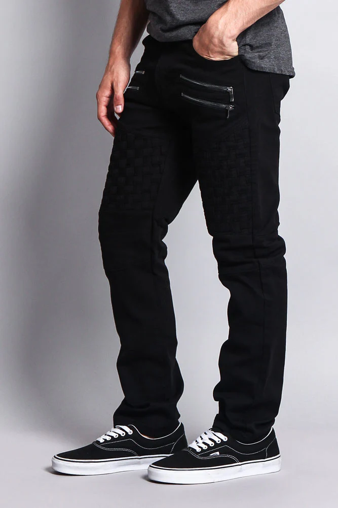 Basket Weave Biker Twill Jeans - Image 3