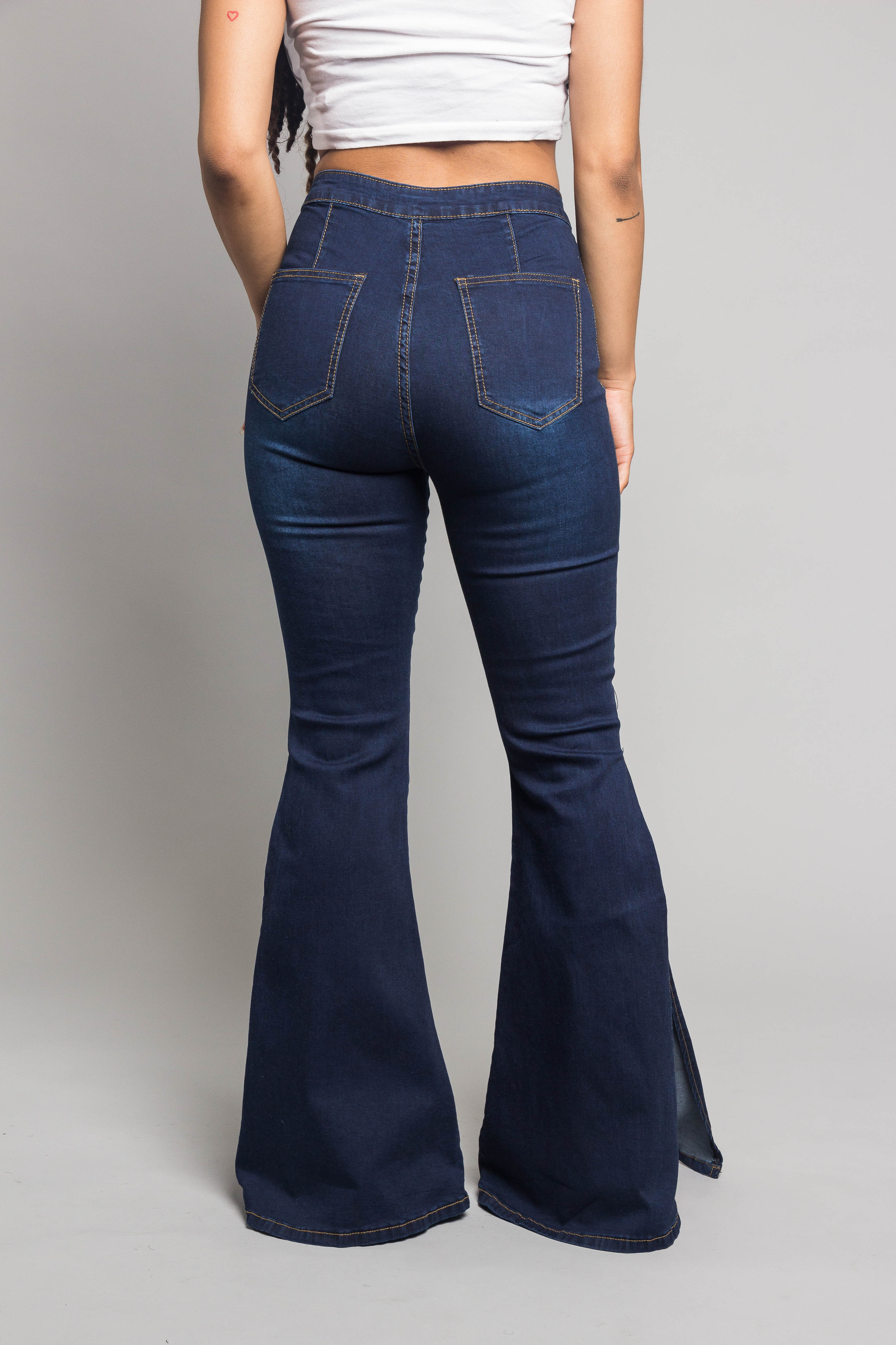 Bell Bottom Slit Jeans - Image 3