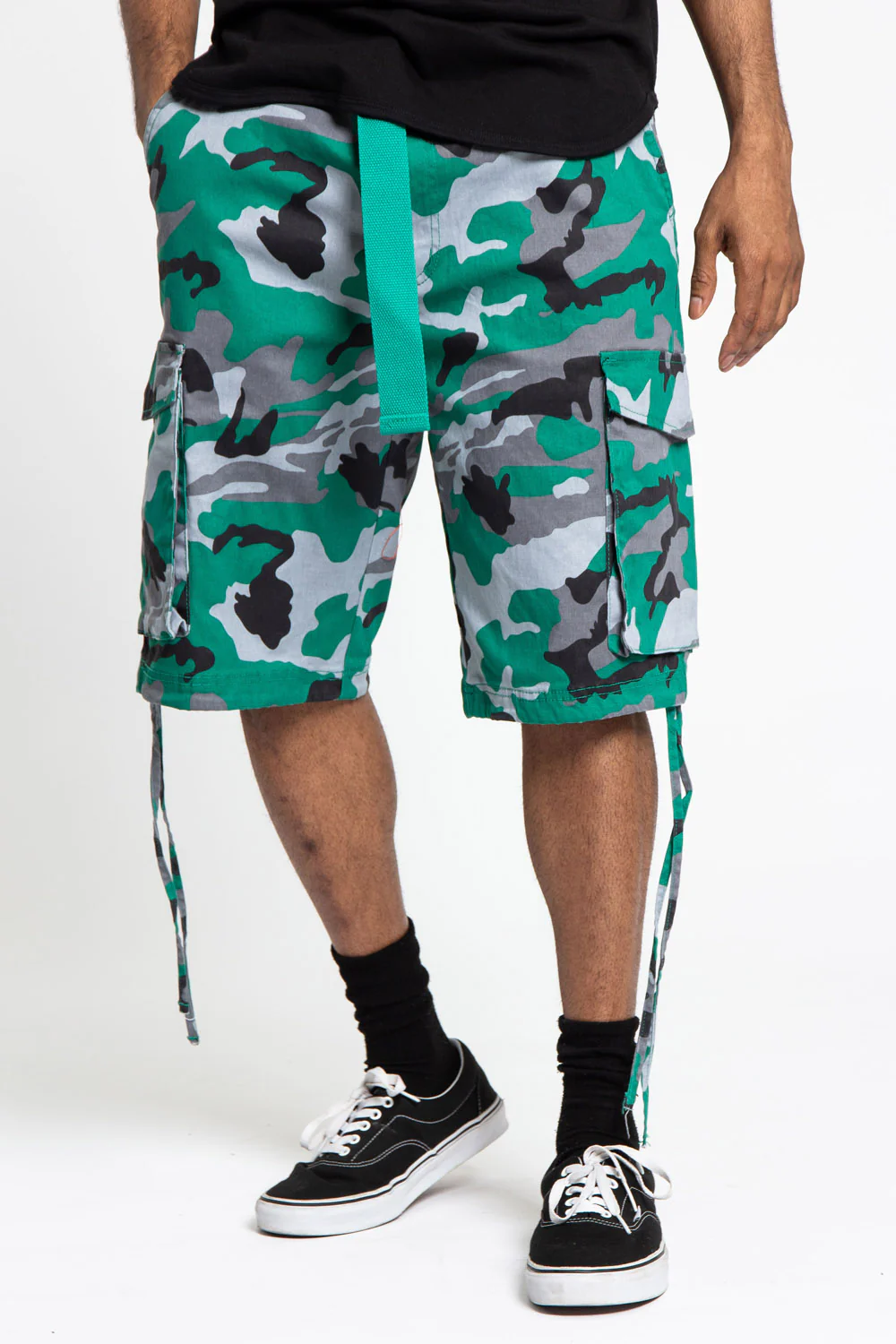 Belted Camo Cargo Shorts - Image 3