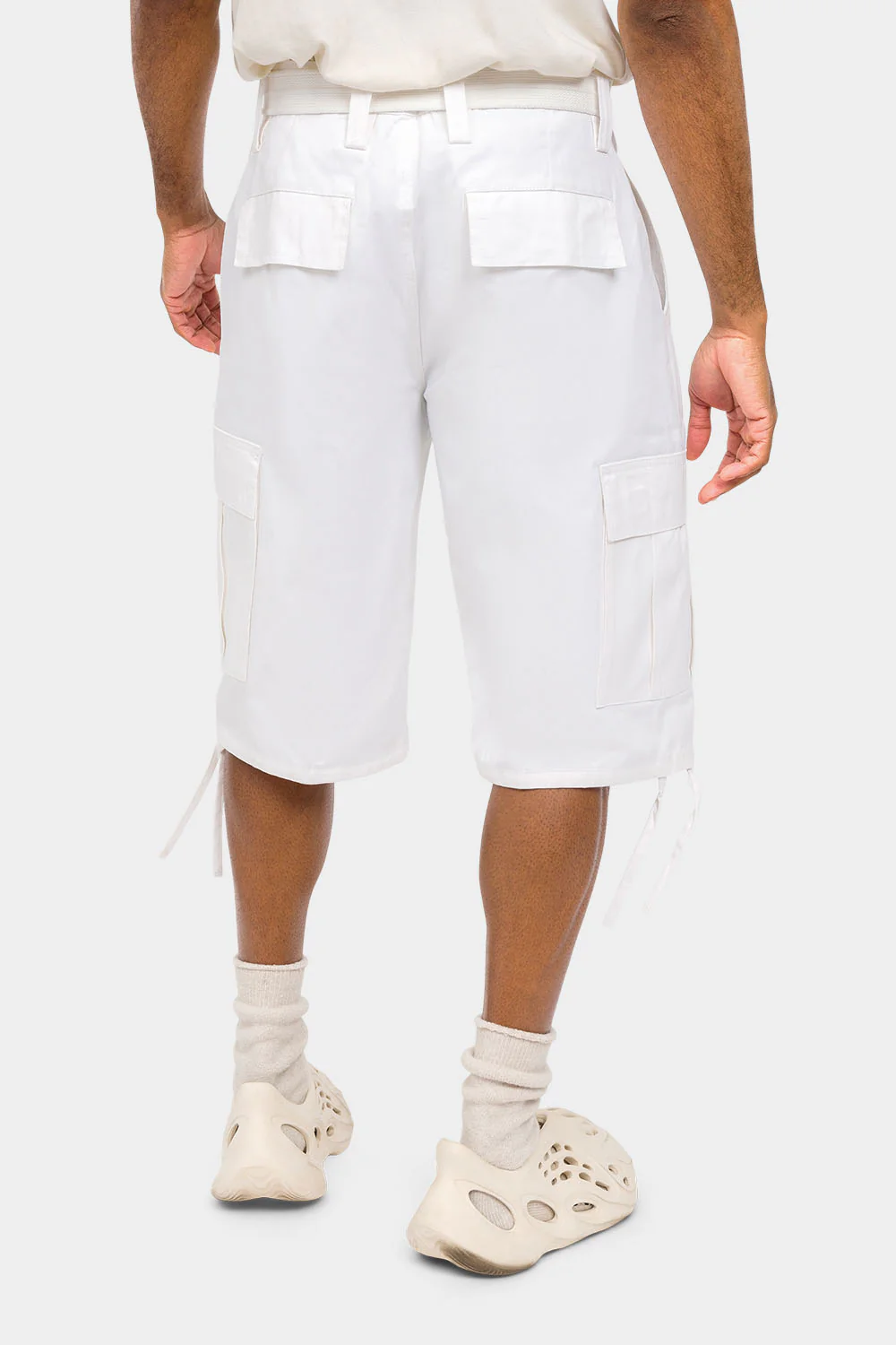 Belted Solid Cargo Shorts - Image 18