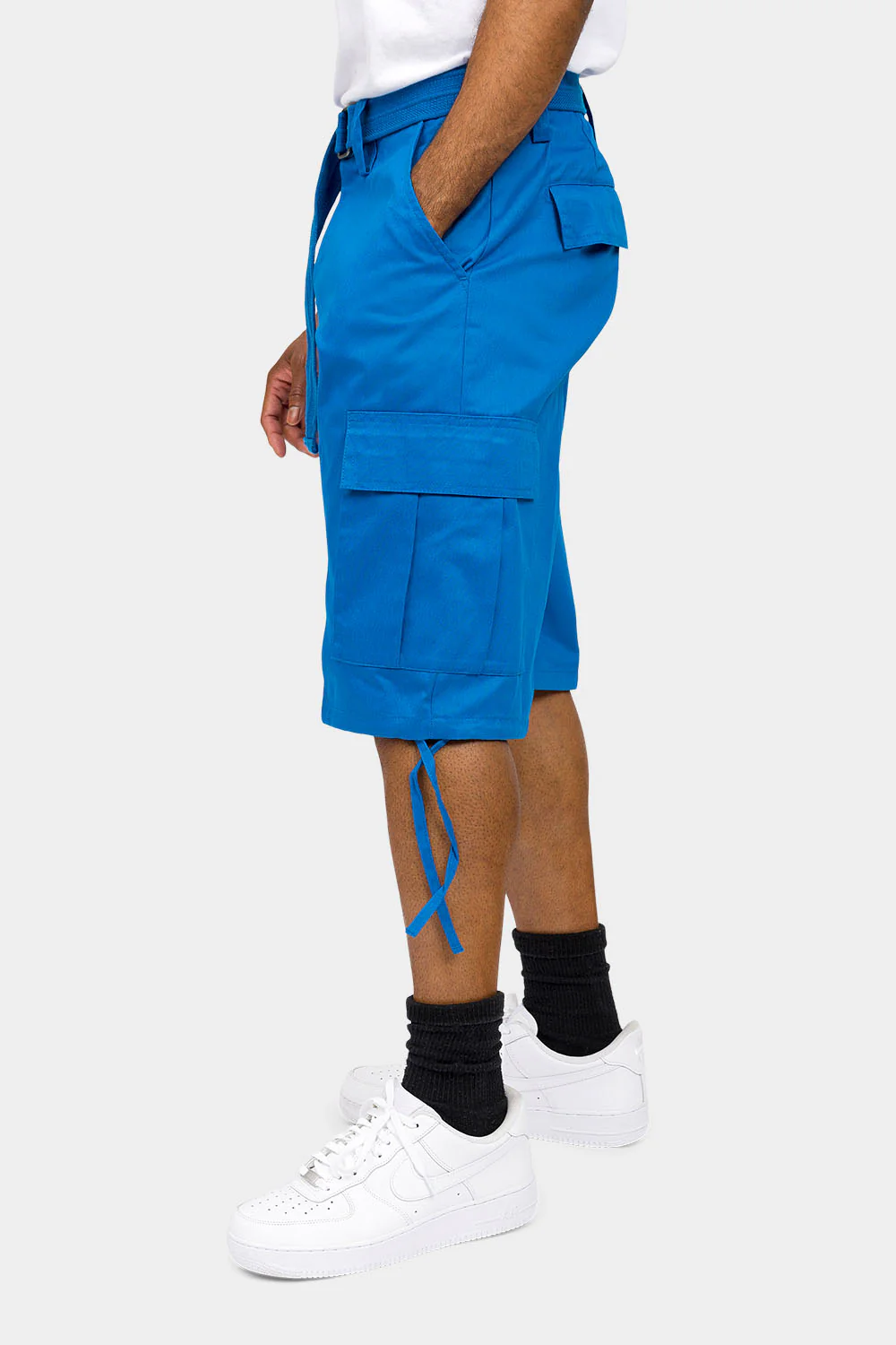 Belted Solid Cargo Shorts - Image 22