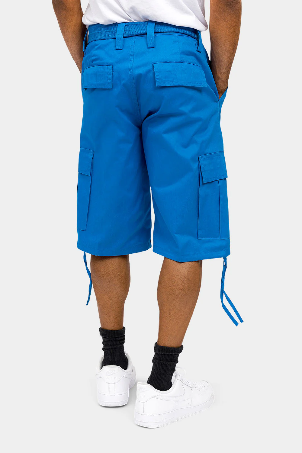 Belted Solid Cargo Shorts - Image 23