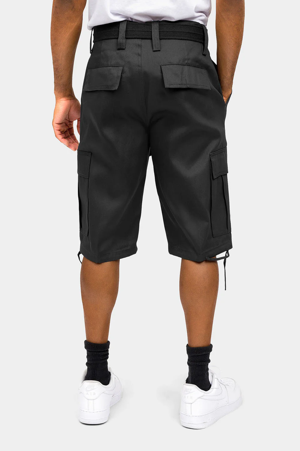 Belted Solid Cargo Shorts - Image 28