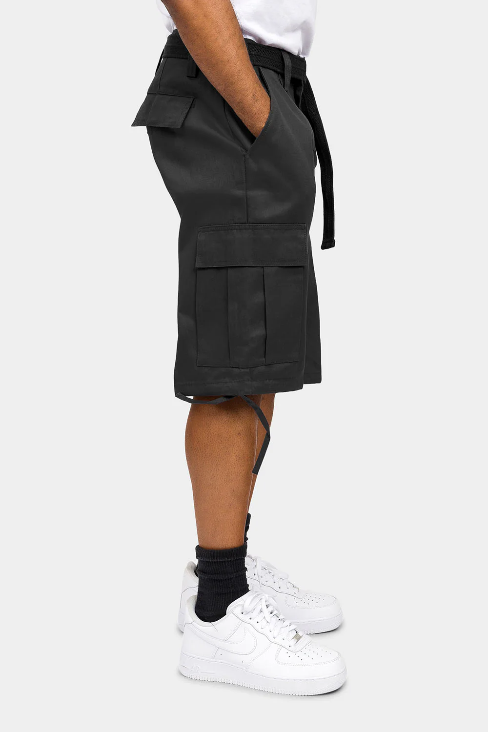Belted Solid Cargo Shorts - Image 29