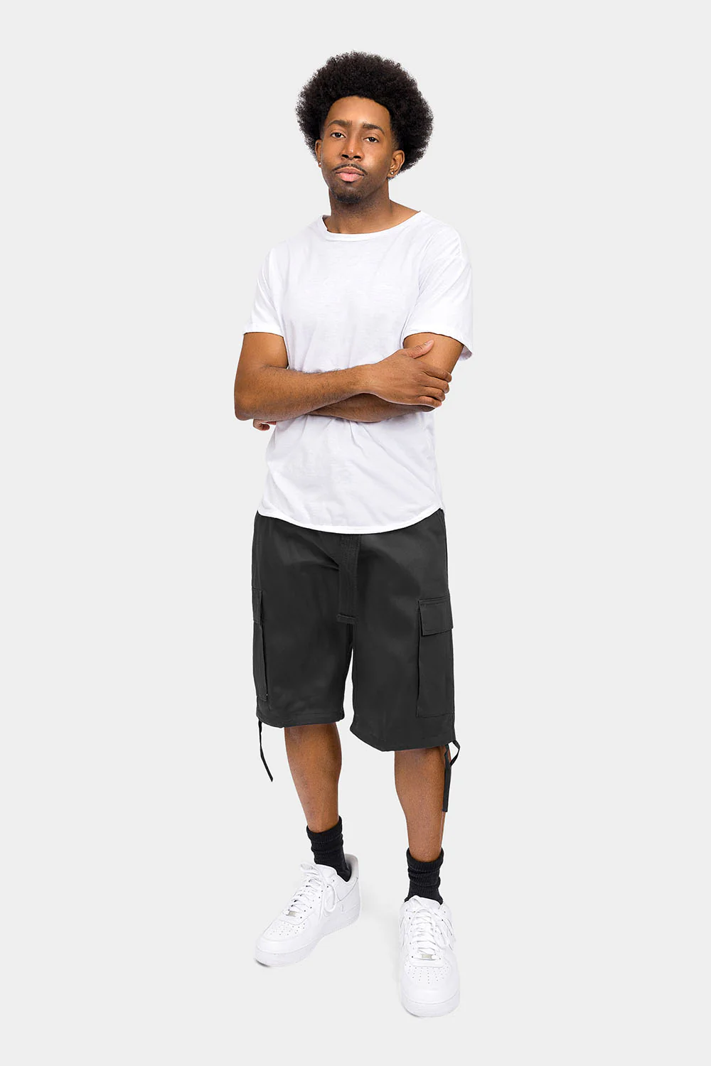 Belted Solid Cargo Shorts - Image 30