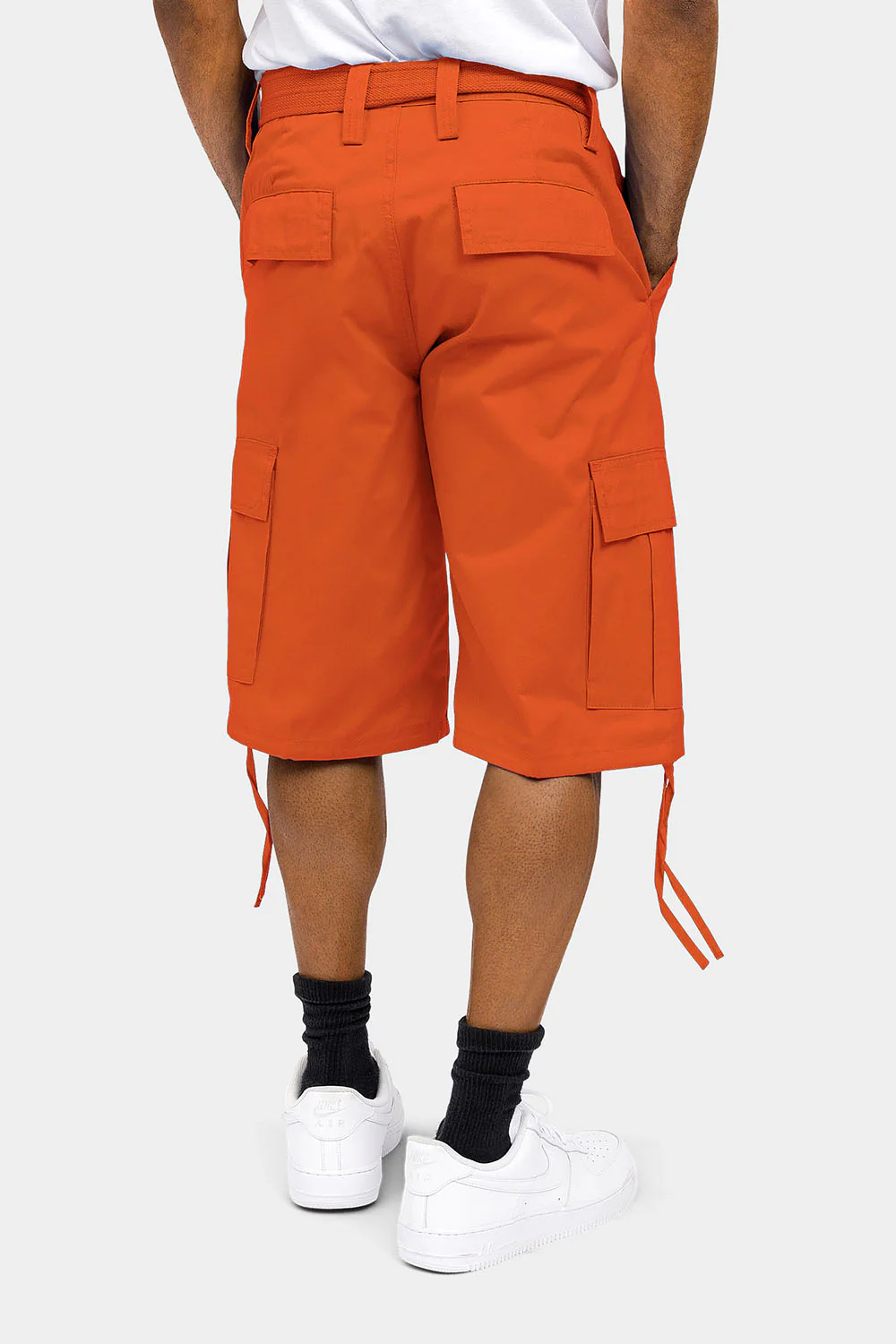 Belted Solid Cargo Shorts - Image 33