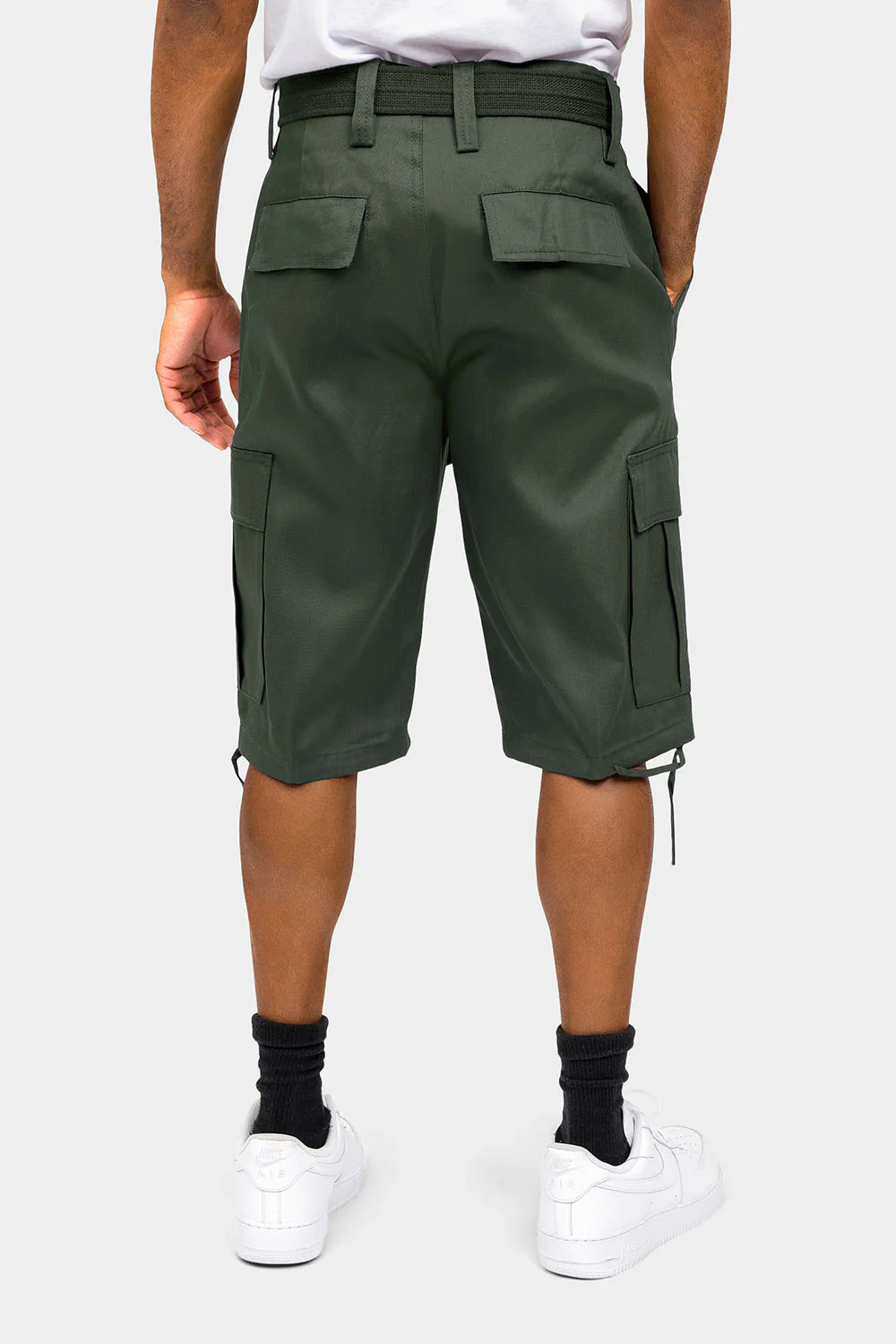 Belted Solid Cargo Shorts - Image 38
