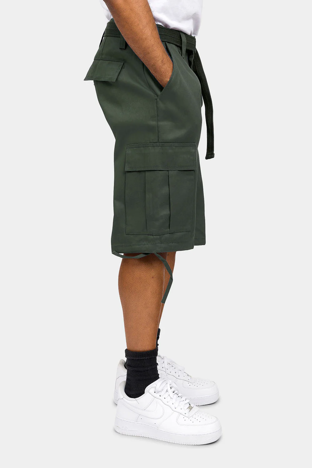 Belted Solid Cargo Shorts - Image 39