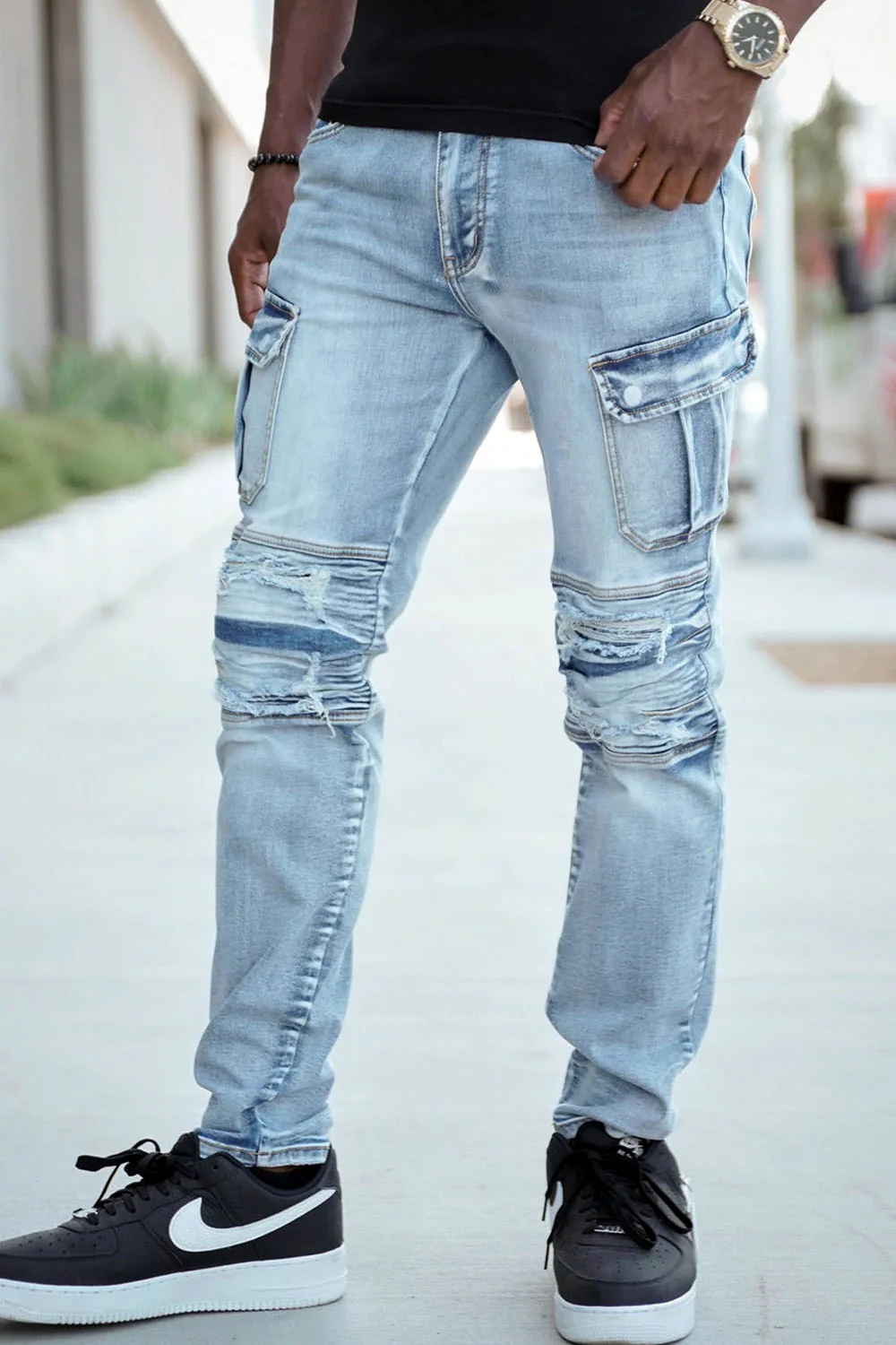 Biker Cargo Denim Jeans - Image 5