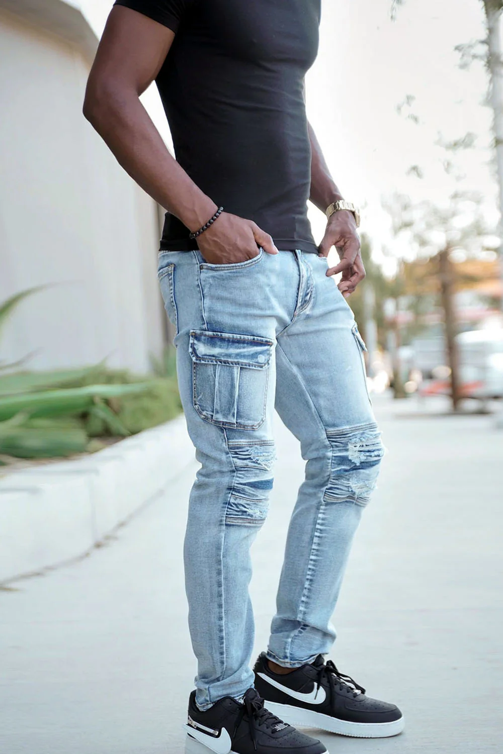 Biker Cargo Denim Jeans - Image 6